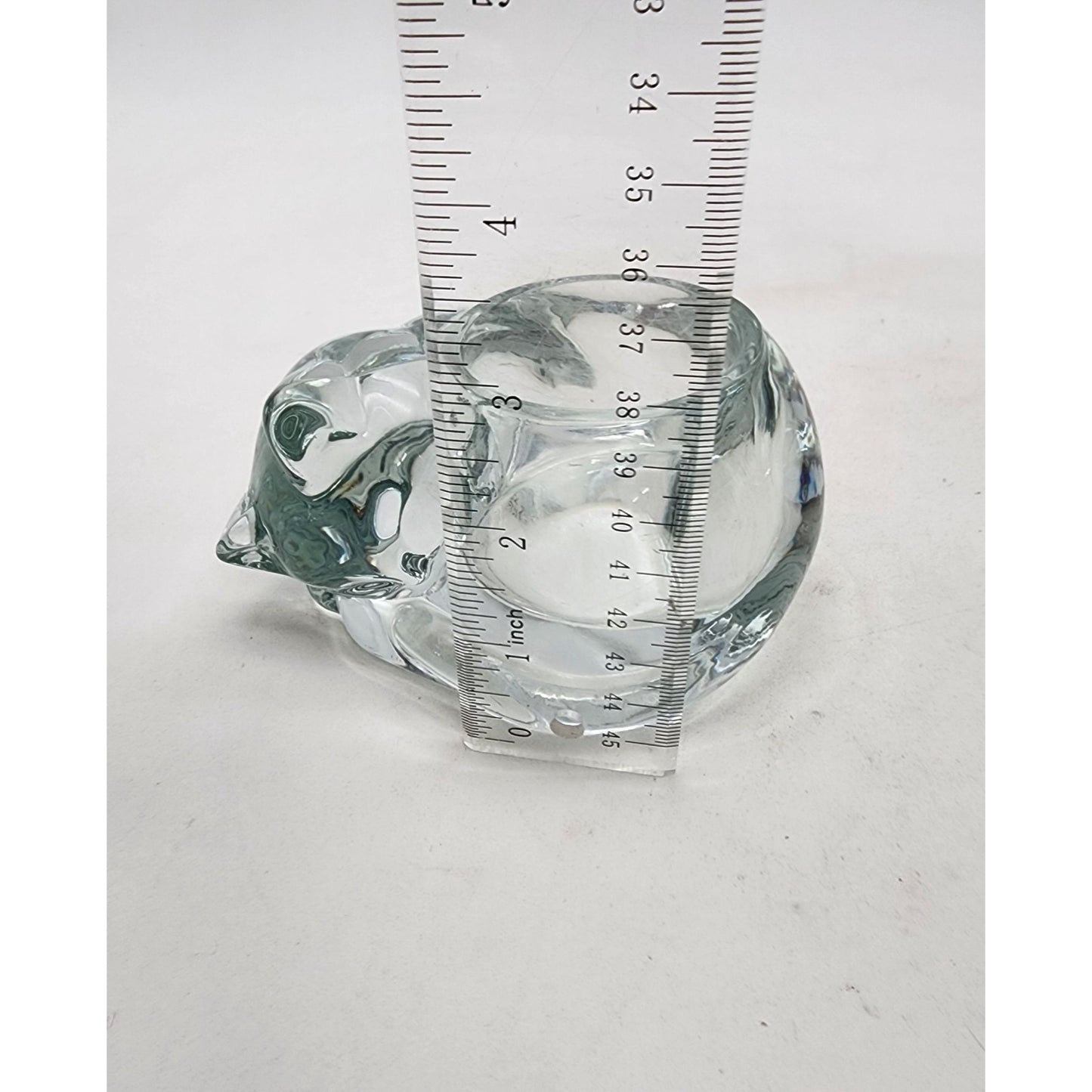 Vintage Indiana Clear Glass Sleeping Cat Votive Holder