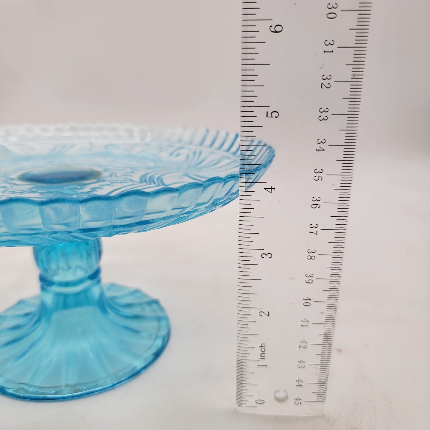 Vintage Blue Glass Pedestal Cake Stand