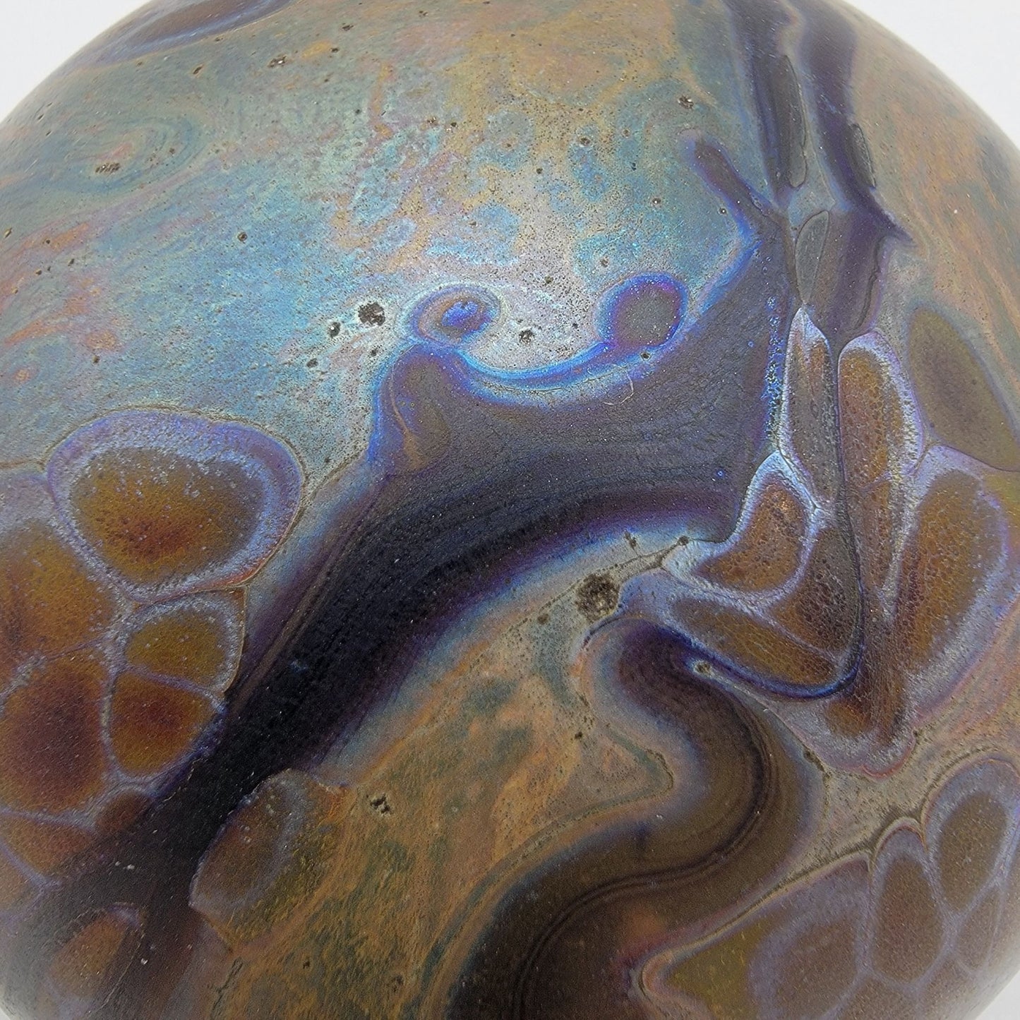 Signed Double Layer Iridescent Art Glass Paperweight