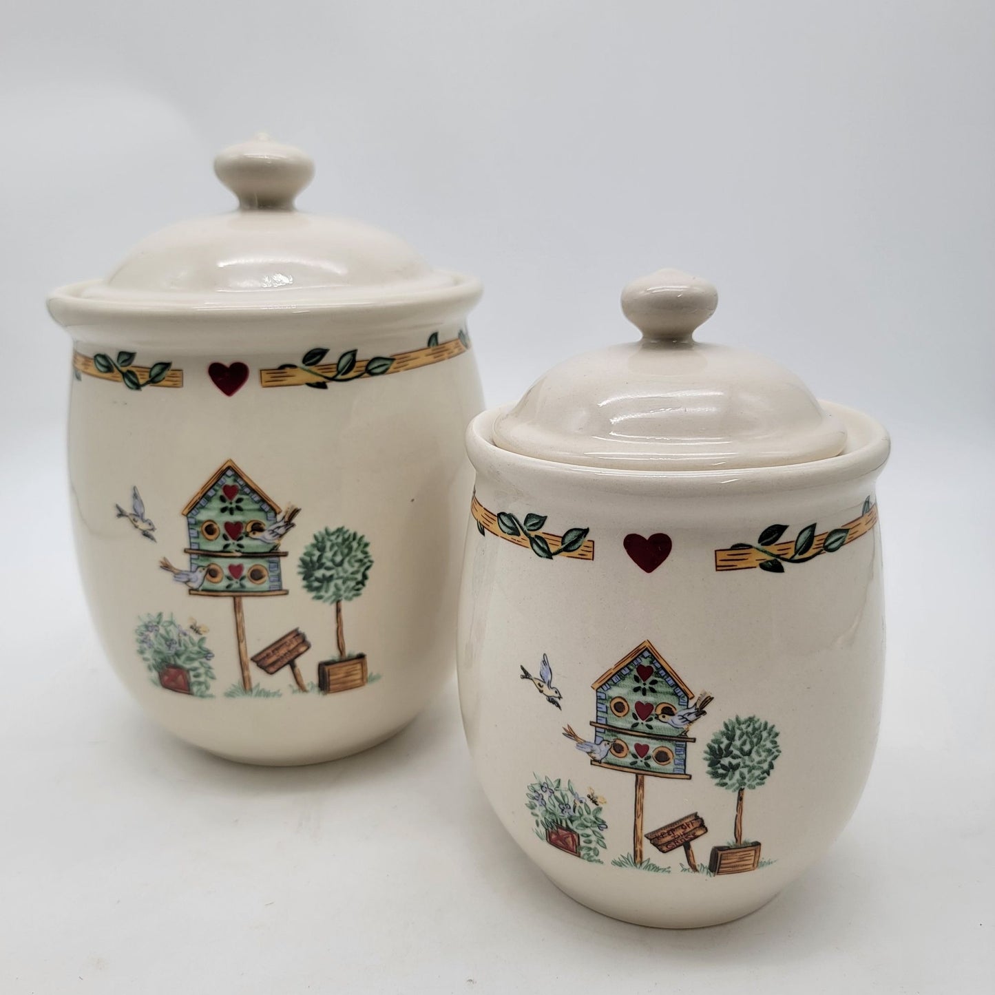 Thomson Pottery Country Birdhouse Canister Set Of 2