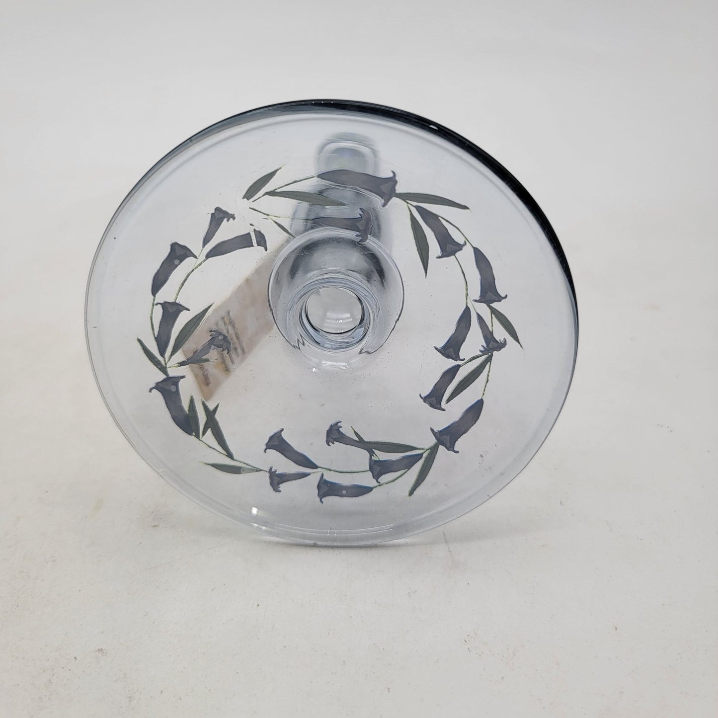 Handblown Glass Taper Candle Holder With Floral Design by gbs