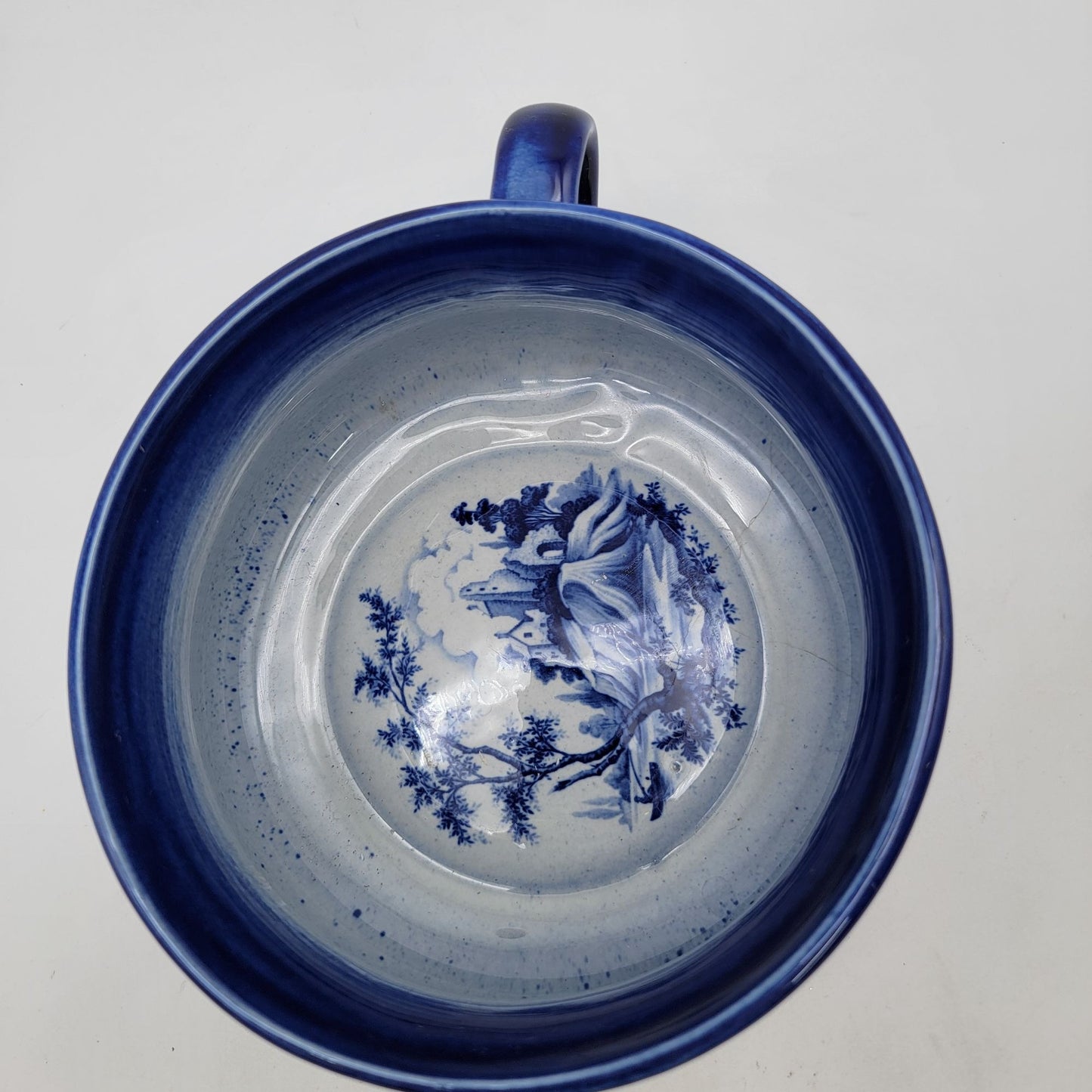 Antique Myott Staffordshire Flow Blue Chamber Pot England Ironstone