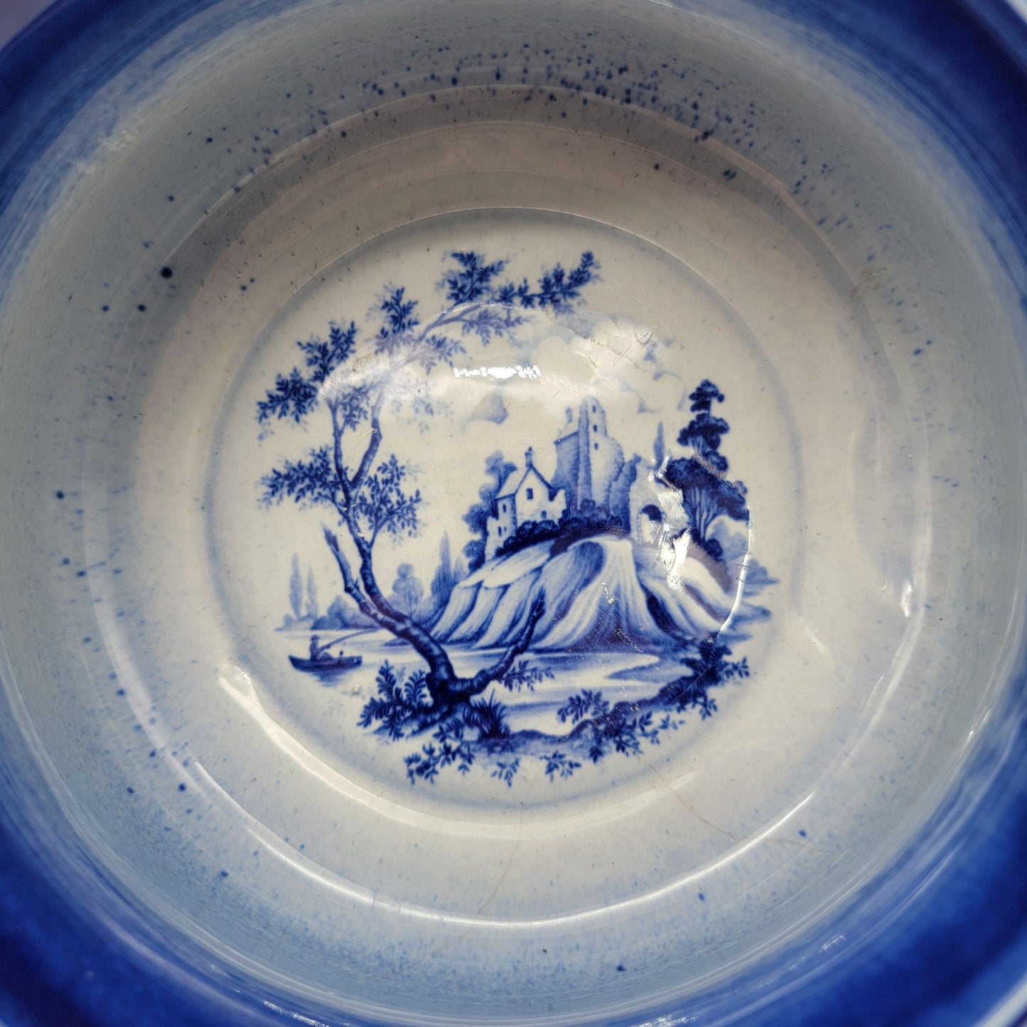 Antique Myott Staffordshire Flow Blue Chamber Pot England Ironstone