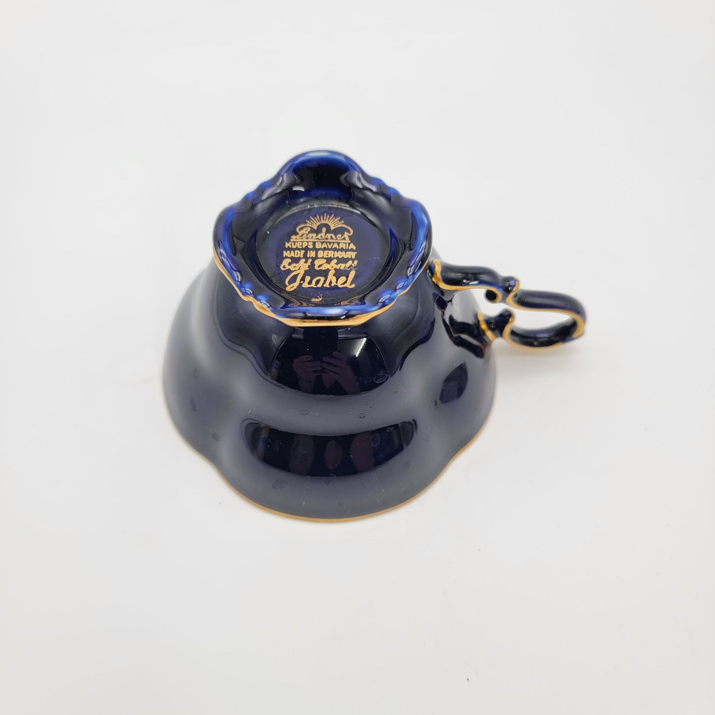 Lindner Kueps Bavaria Echt Cobalt Porcelain Cup Saucer and Plate