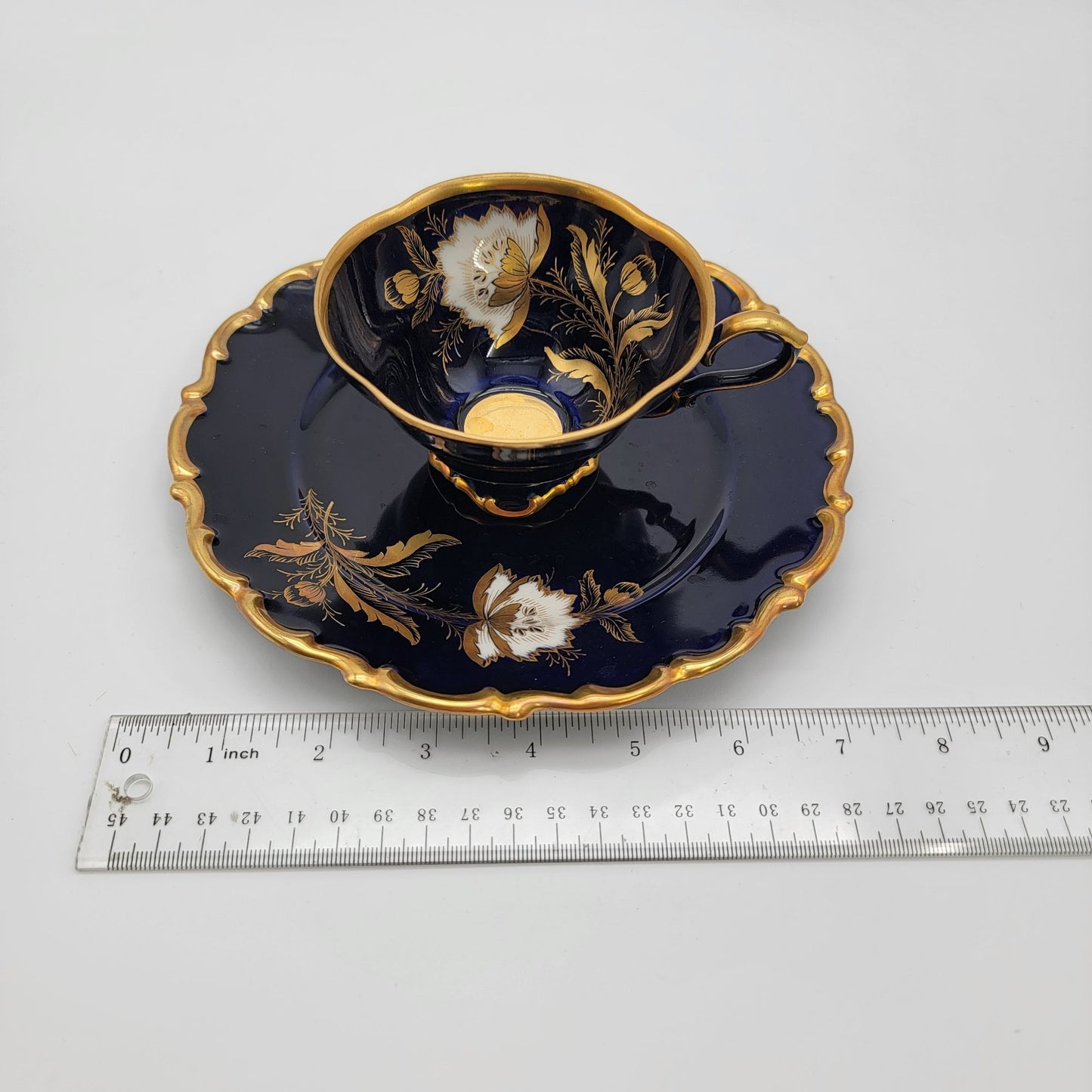 Lindner Kueps Bavaria Echt Cobalt Porcelain Cup Saucer and Plate