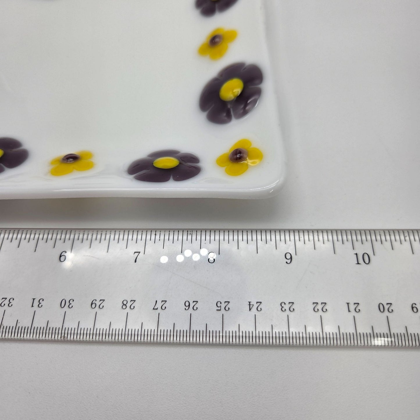 Fused Glass Bathroom Dresser Set Purple Orange Daisy