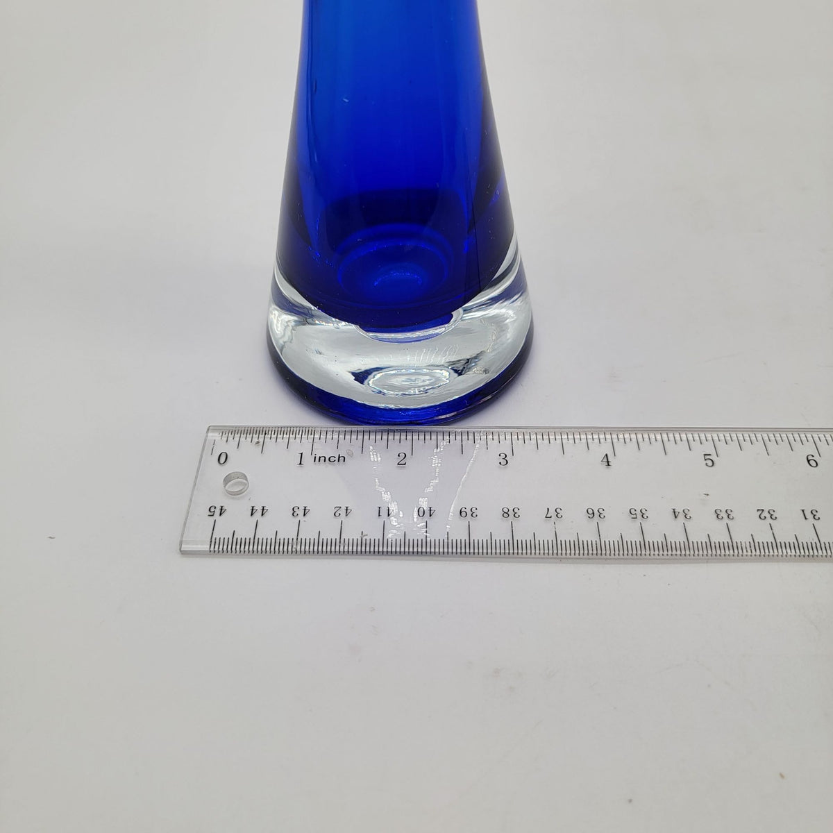 Vintage Polish Cobalt Blue Art Glass Vase with Controlled Bubble