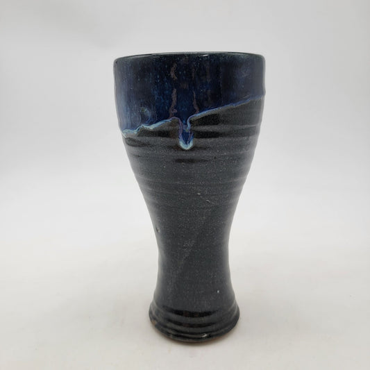 Blue & Black Drip Glaze Art Pottery Vase
