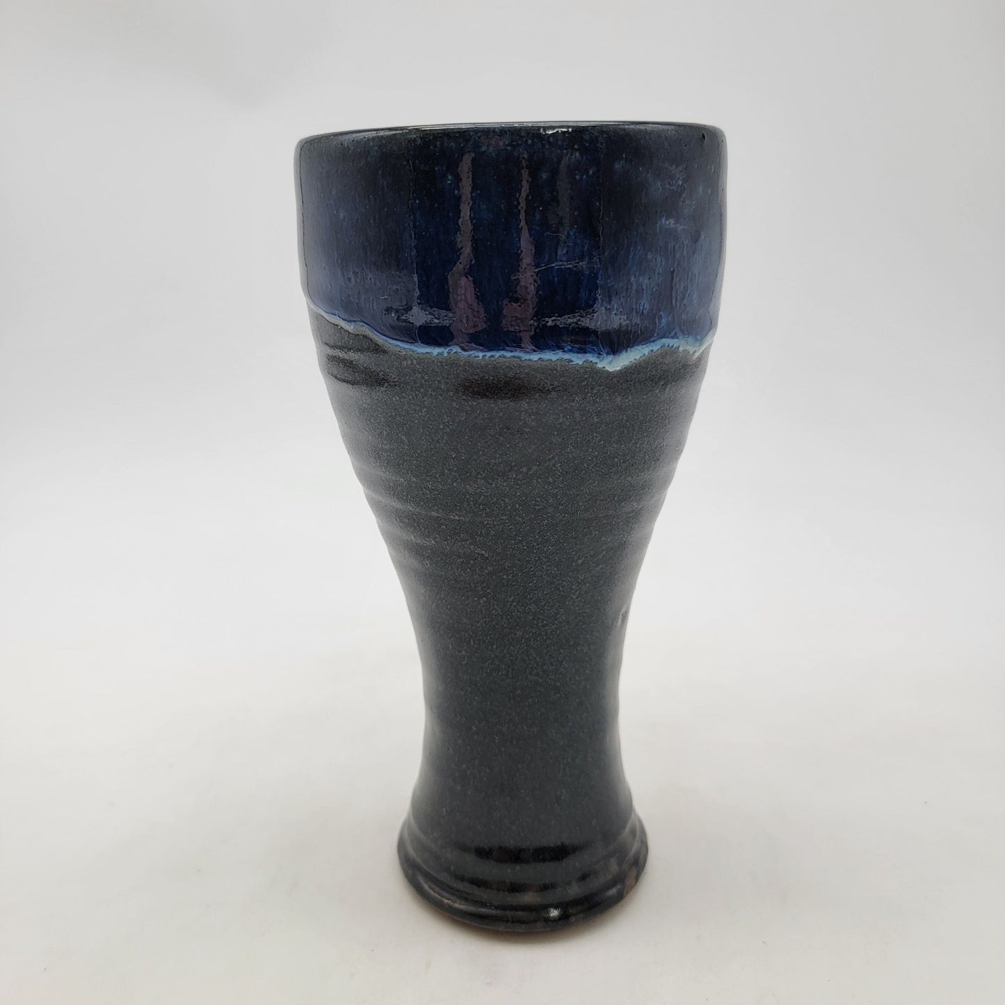 Blue & Black Drip Glaze Art Pottery Vase