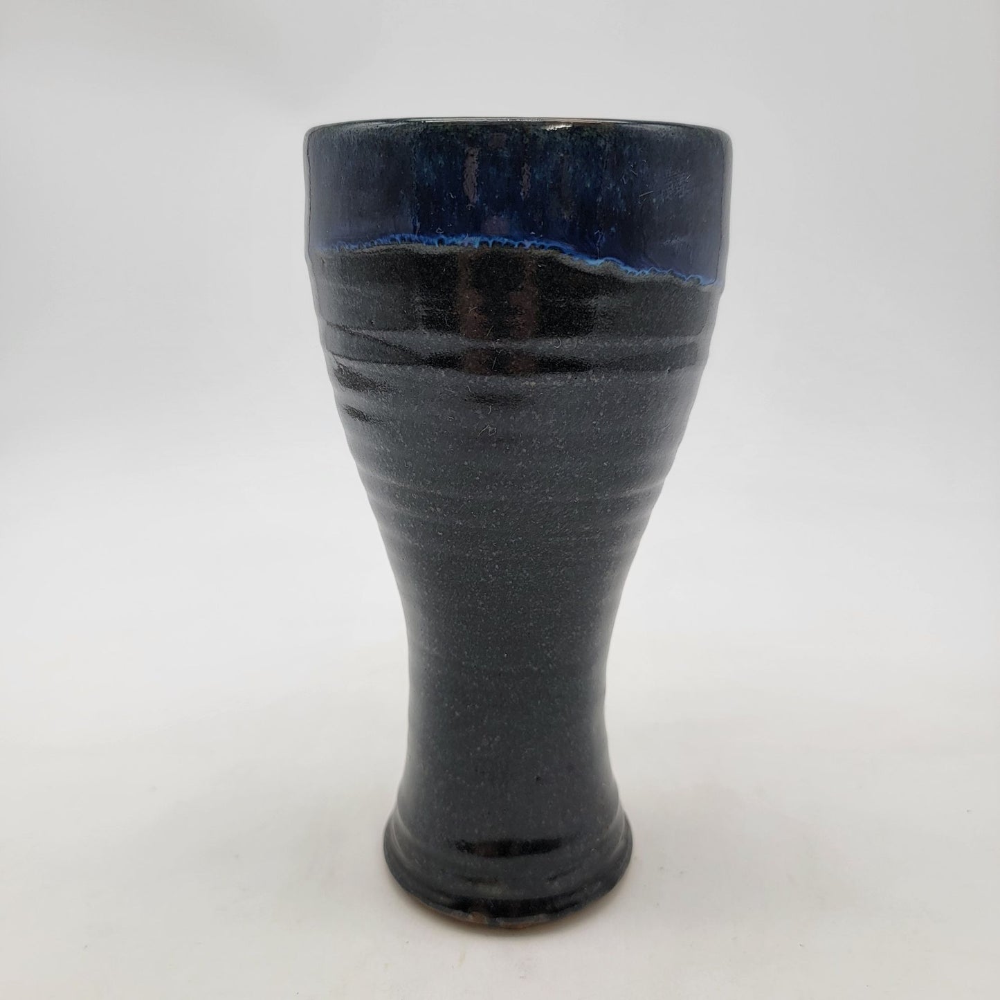 Blue & Black Drip Glaze Art Pottery Vase