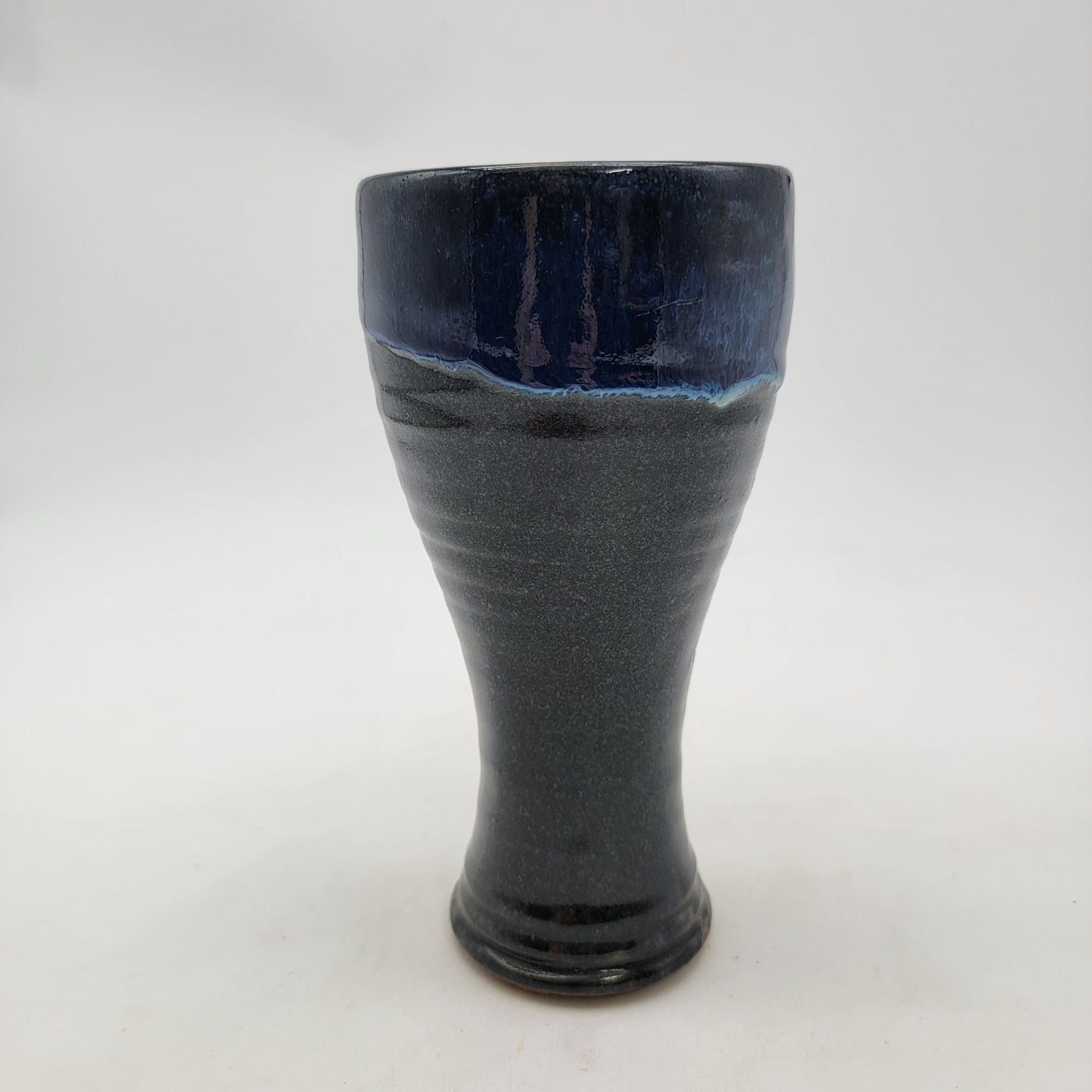 Blue & Black Drip Glaze Art Pottery Vase