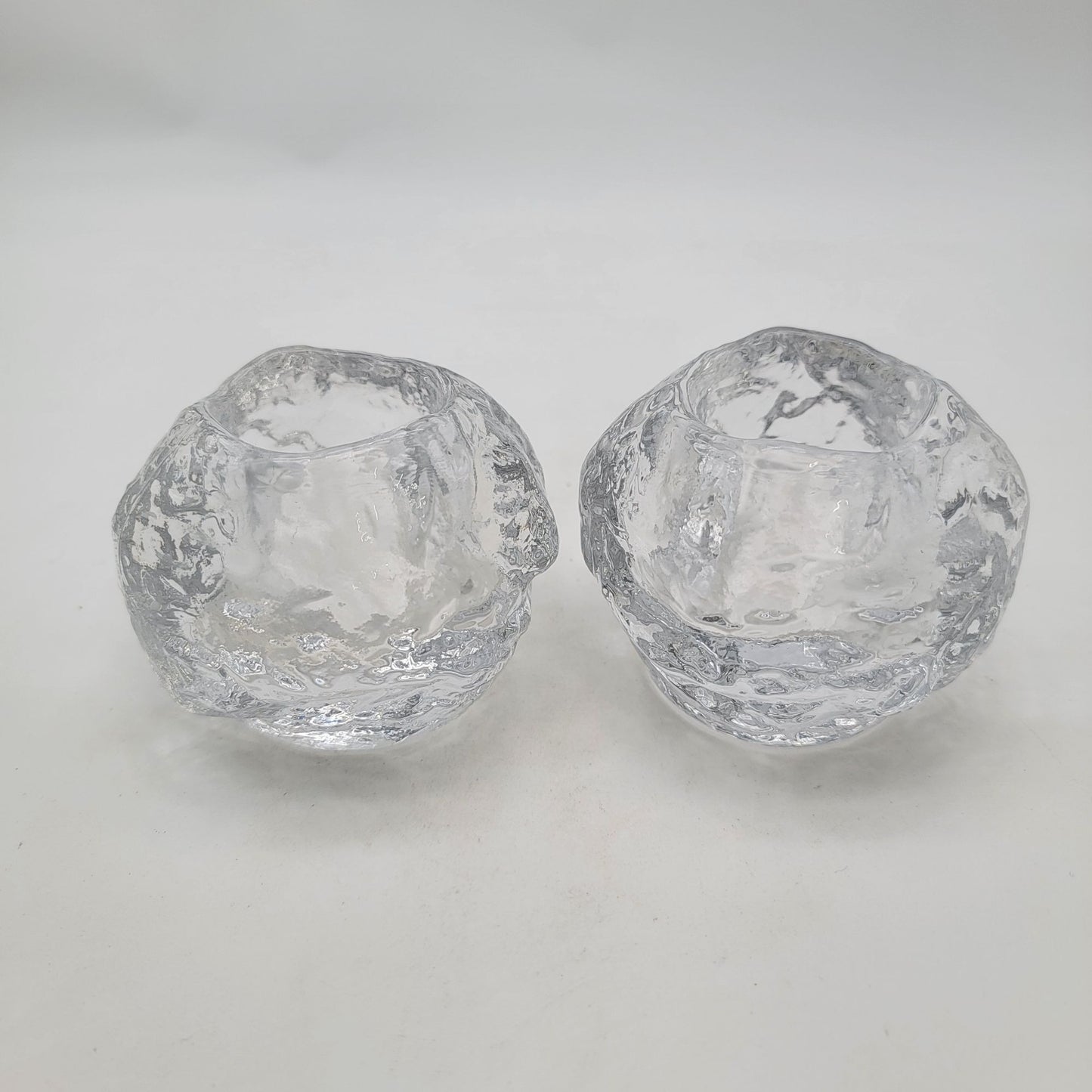 Kosta Boda Clear Glass Votive Candle Holders Pair