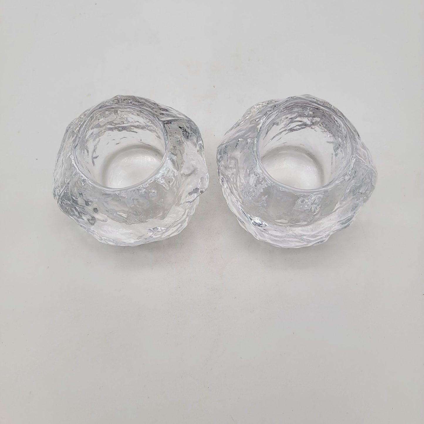 Kosta Boda Clear Glass Votive Candle Holders Pair