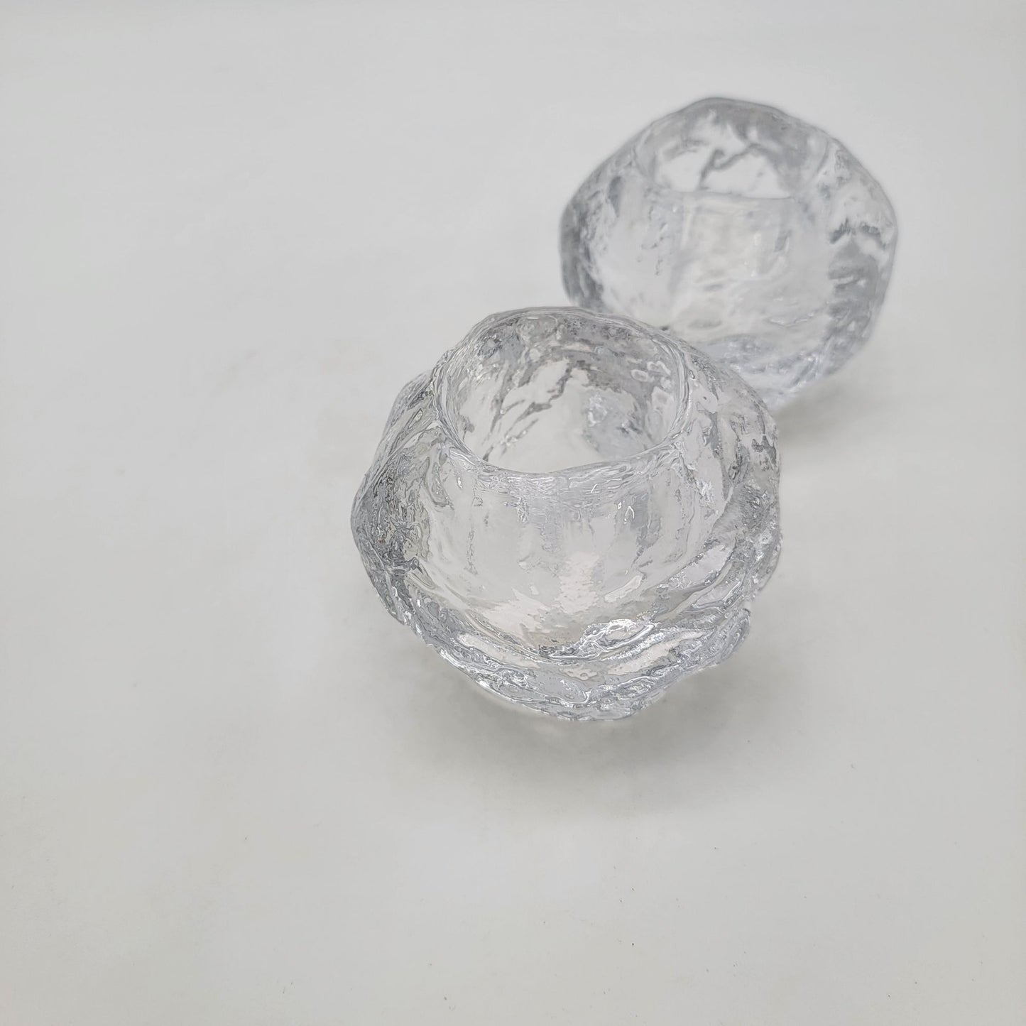 Kosta Boda Clear Glass Votive Candle Holders Pair