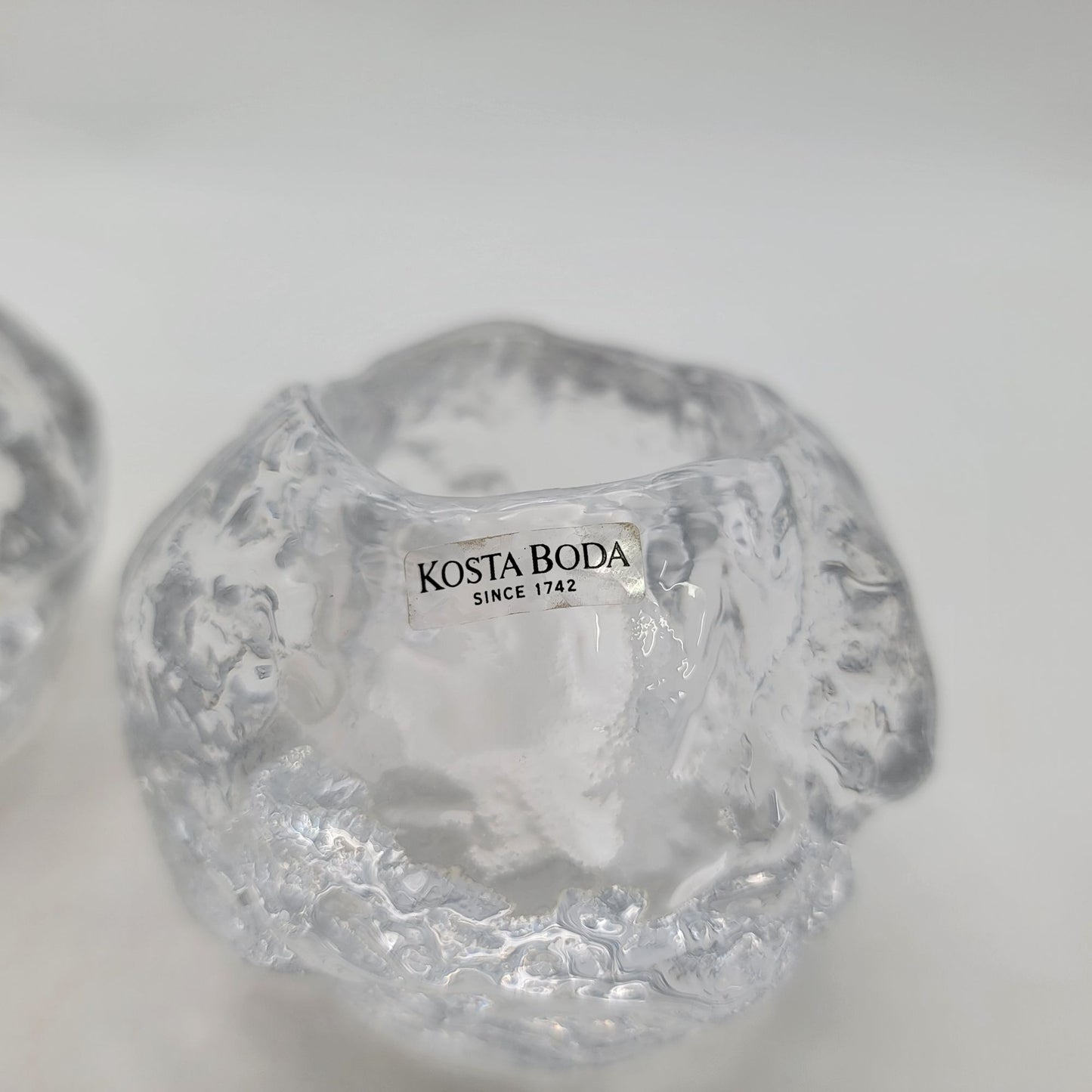 Kosta Boda Clear Glass Votive Candle Holders Pair