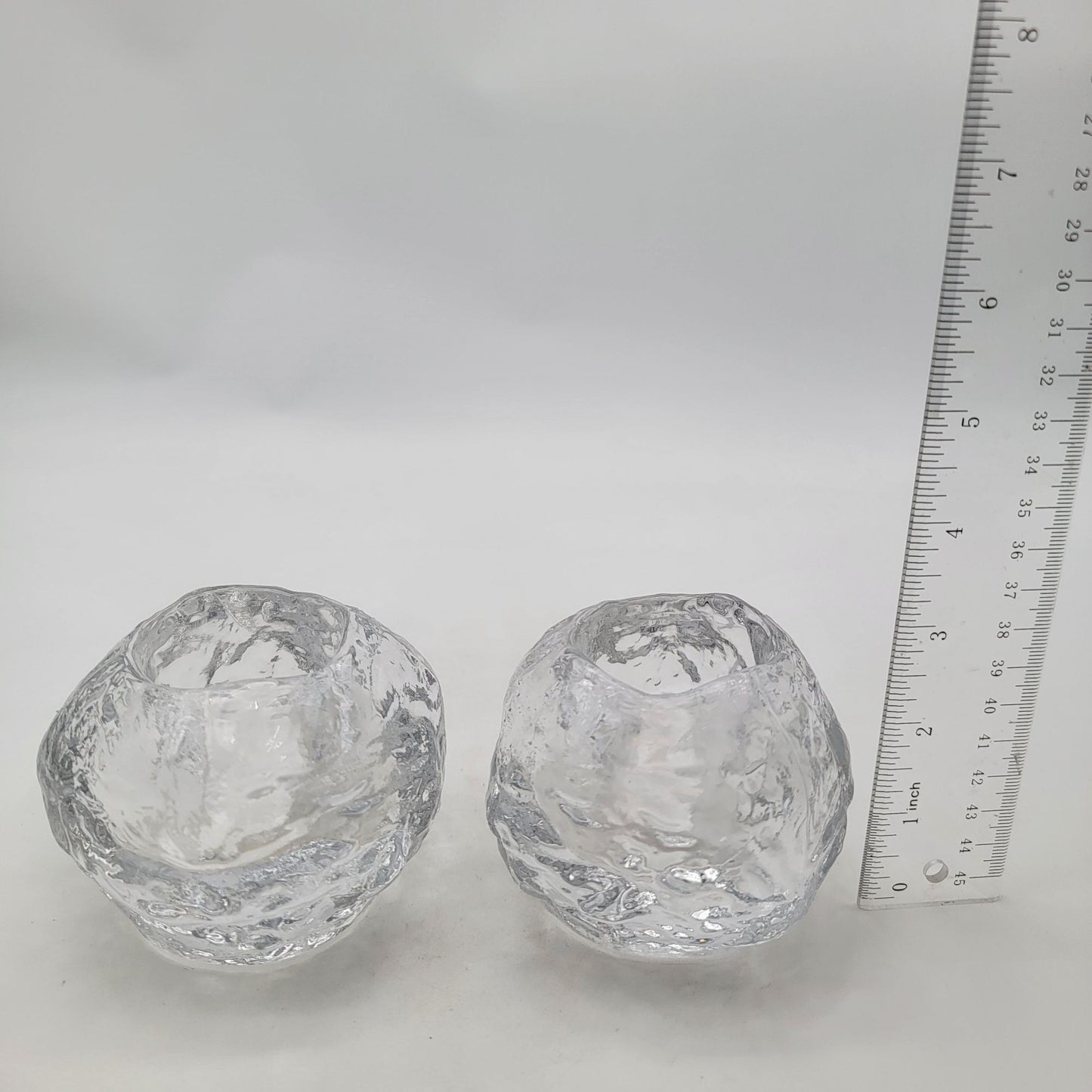 Kosta Boda Clear Glass Votive Candle Holders Pair