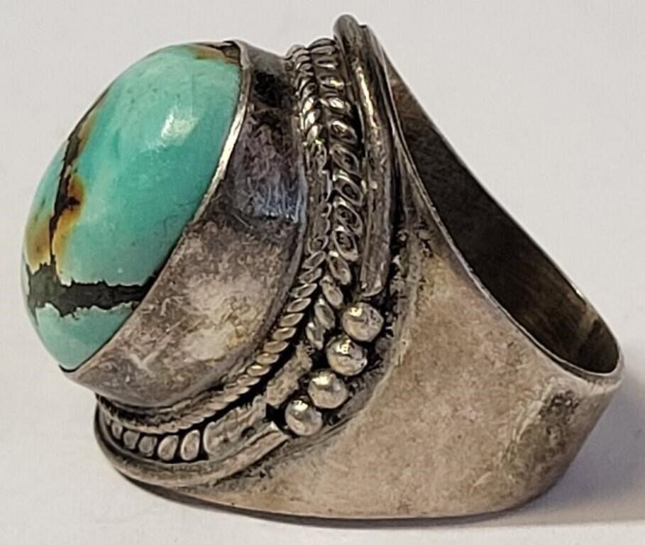 Native American Navajo 925 Silver Royston Turquoise Ring
