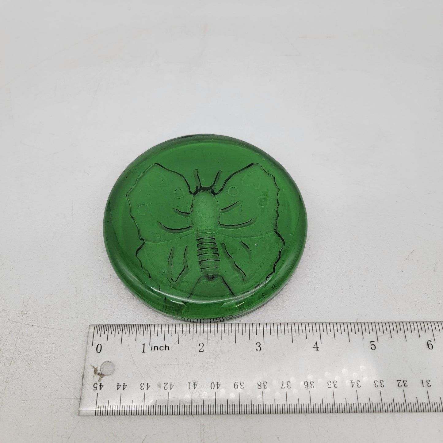 Blenko Green Glass Butterfly Paperweight