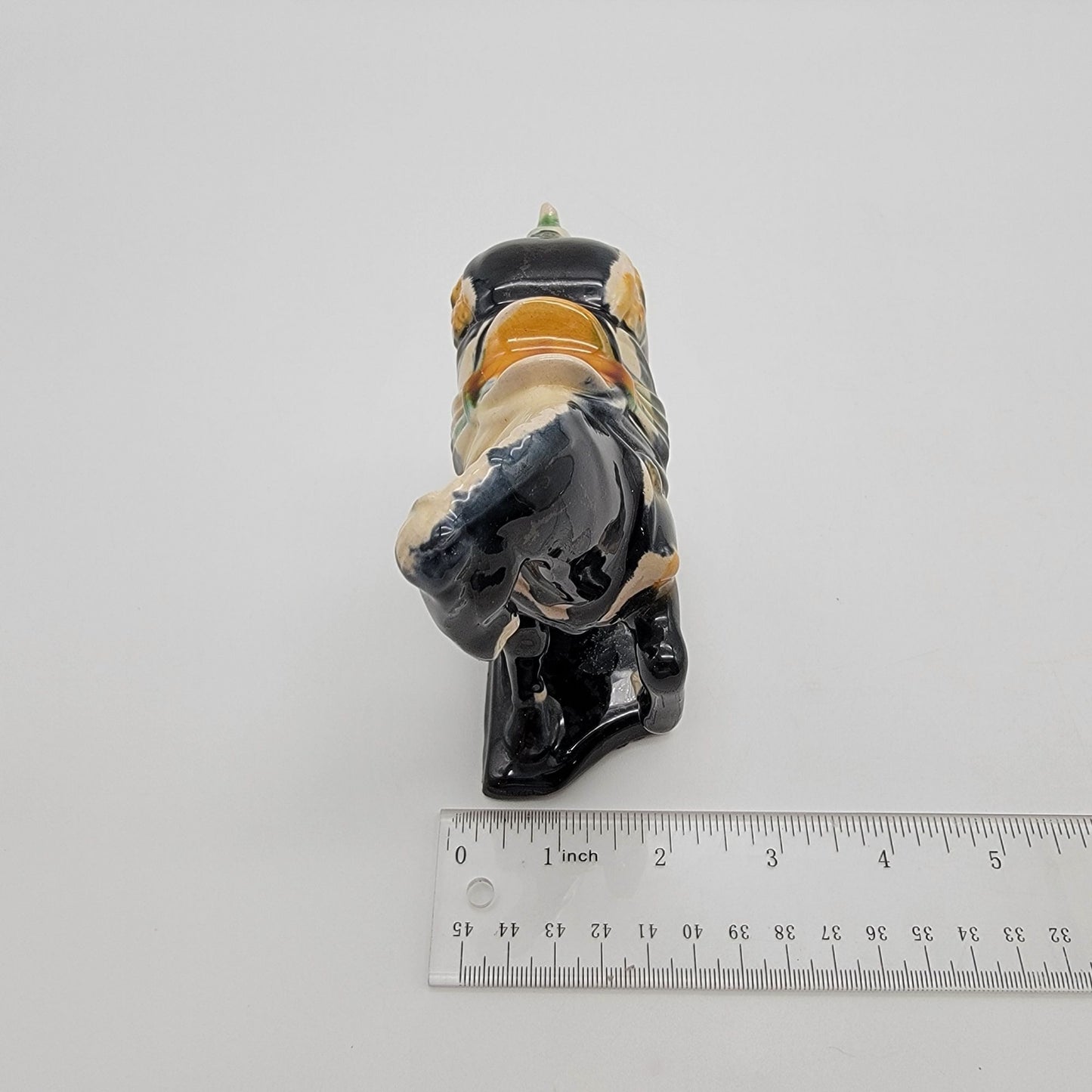 Vintage Chinese Tang Dynasty Repro Sancai Black Drip Glazed Pottery War Horse Figurine