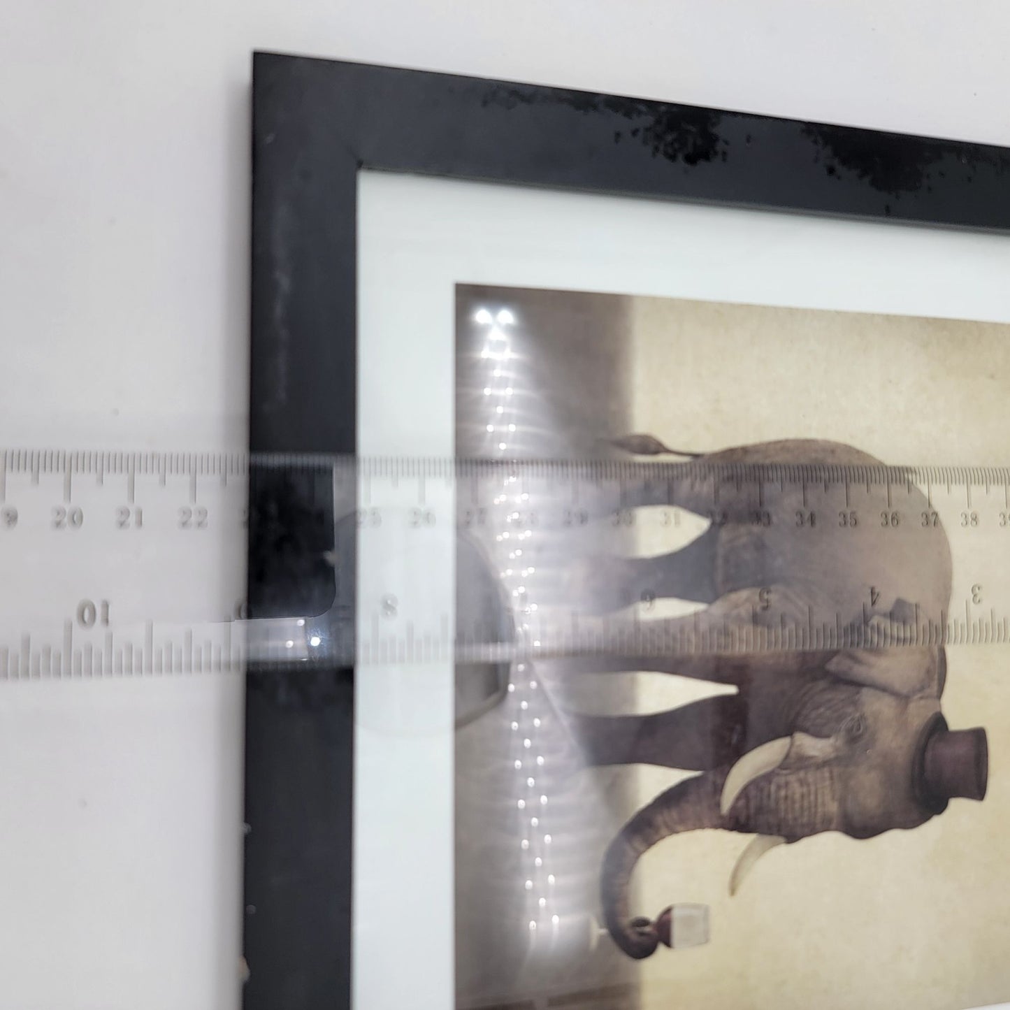 Vintage Framed Elephant With Top Hat & Wine Glass Art Print By Terry Fan