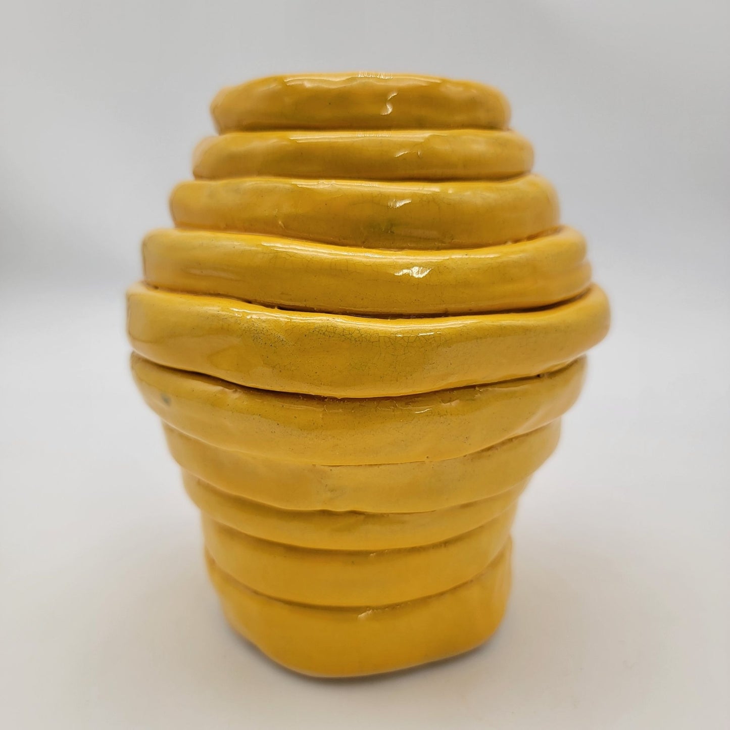 Yellow Art Pottery Beehive Shaped Vase