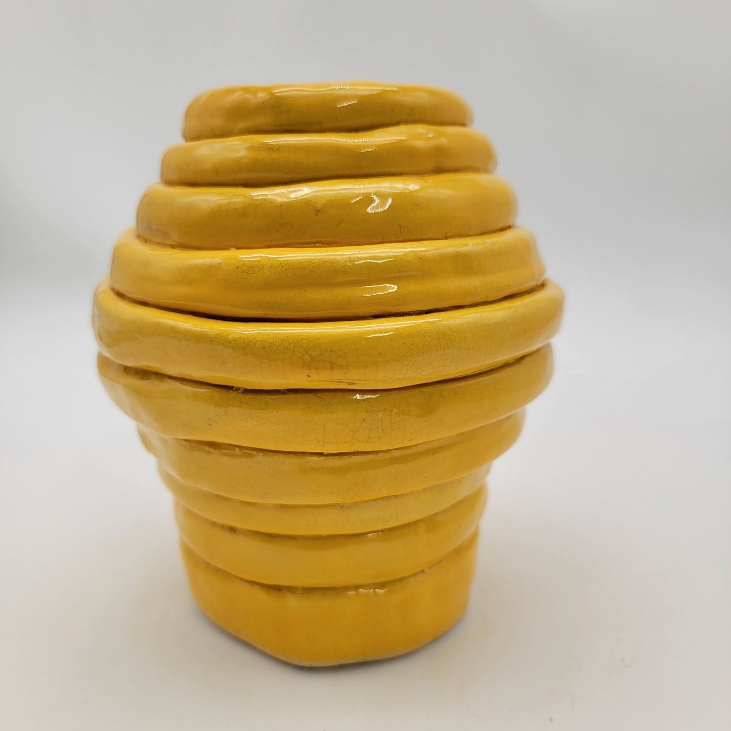 Yellow Art Pottery Beehive Shaped Vase