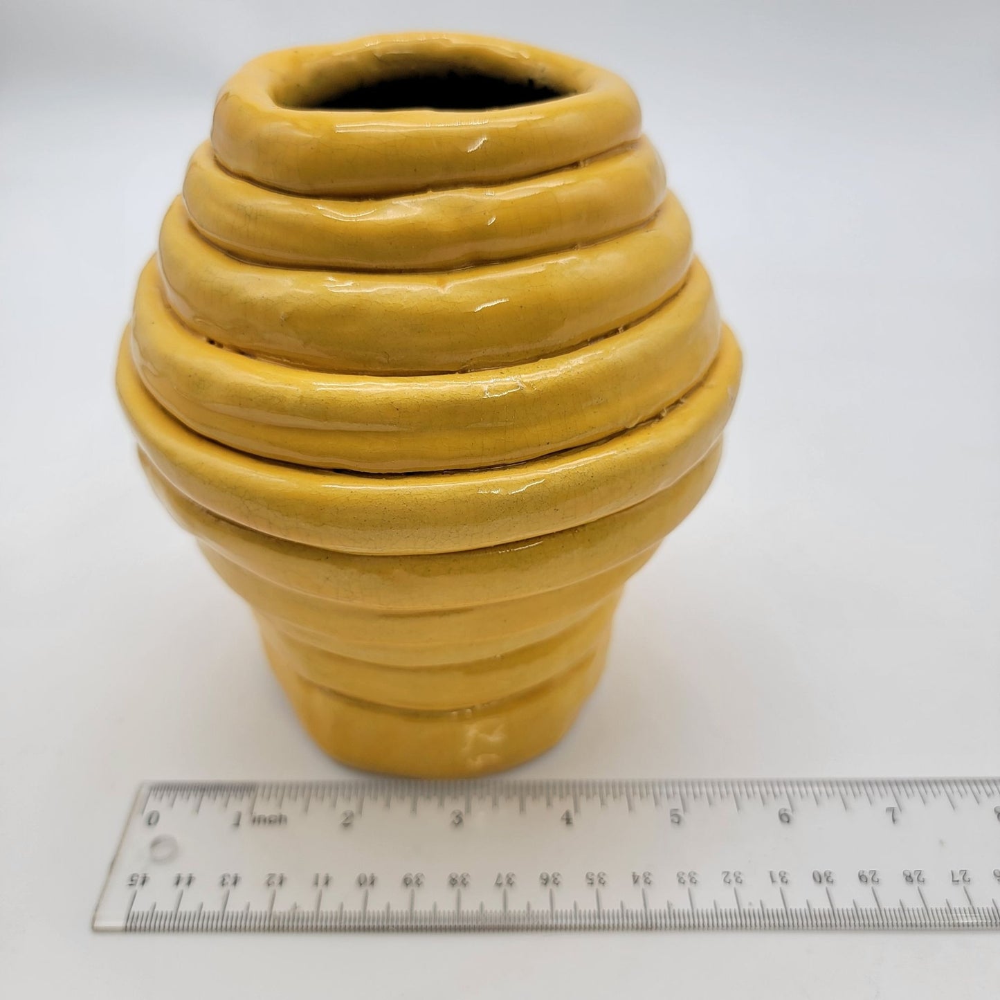 Yellow Art Pottery Beehive Shaped Vase