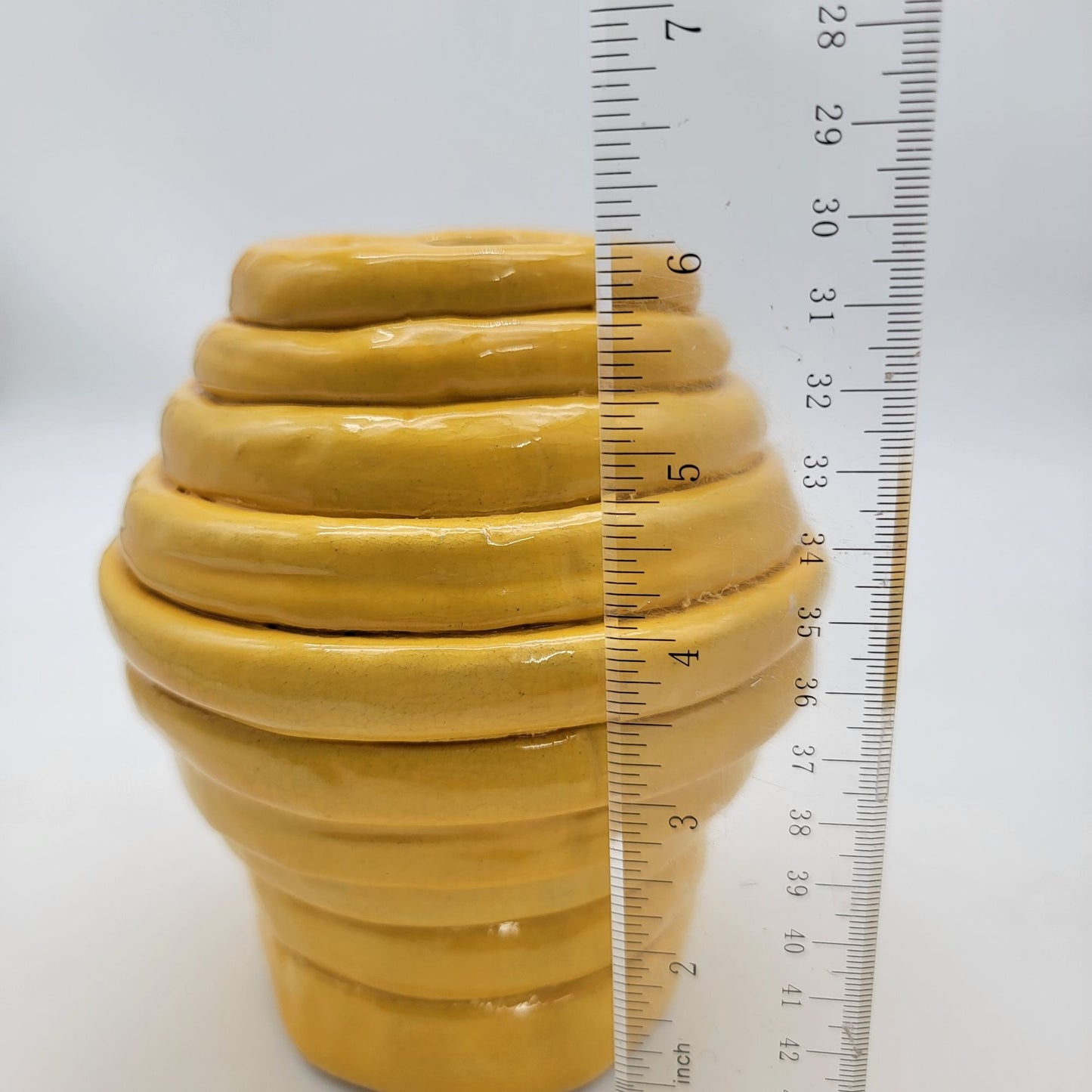 Yellow Art Pottery Beehive Shaped Vase