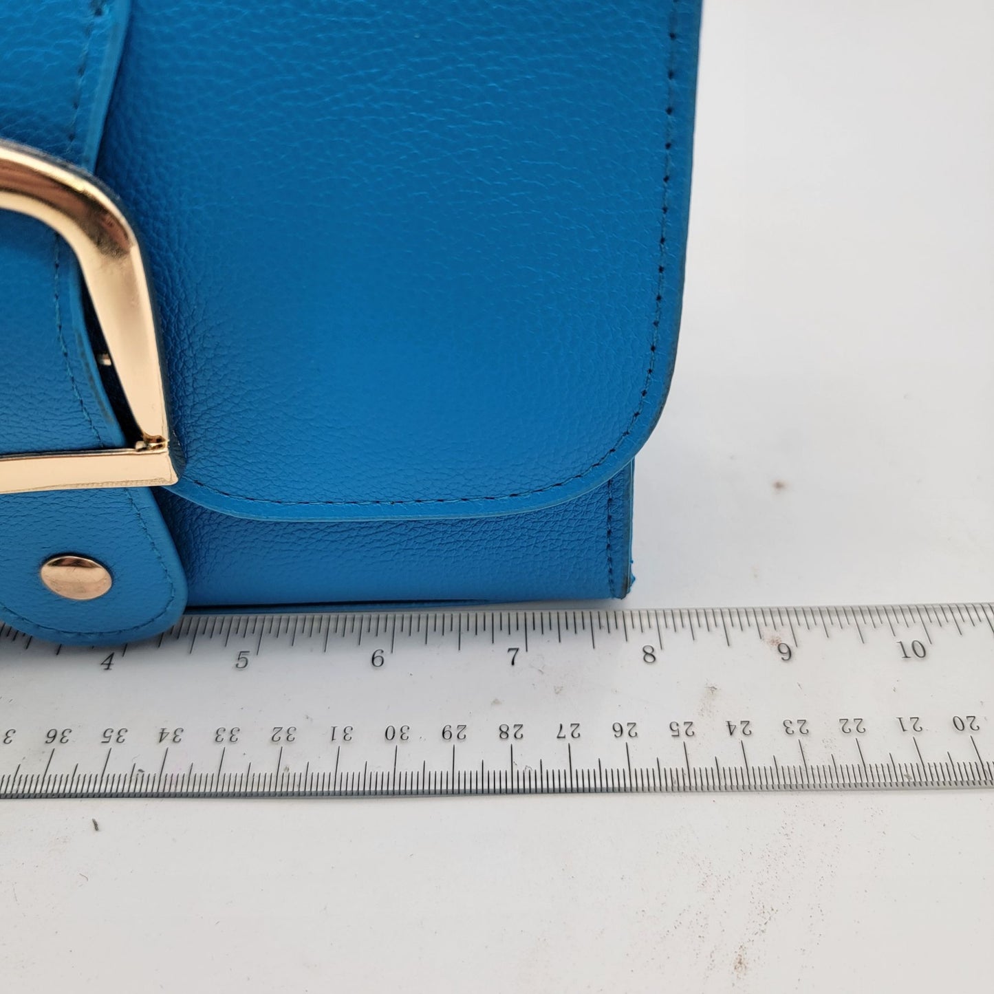 Blue Faux Leather Handbag With Matching Cardholder Wallet