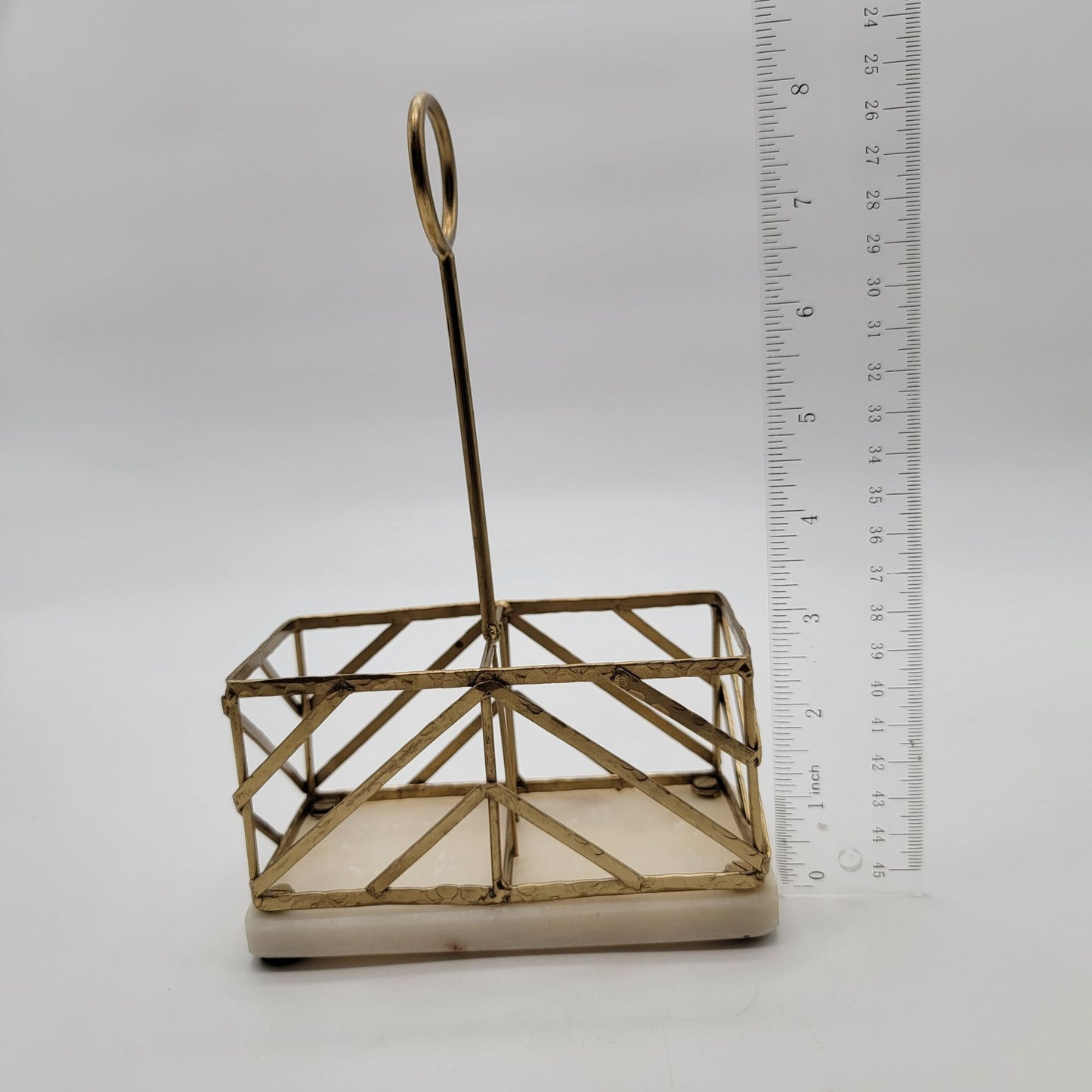 Hollywood Regency Brass & Marble Oil and Vinegar Bottle Holder