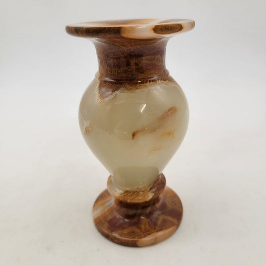 Handcrafted Onyx Vase Brown & Cream Striped