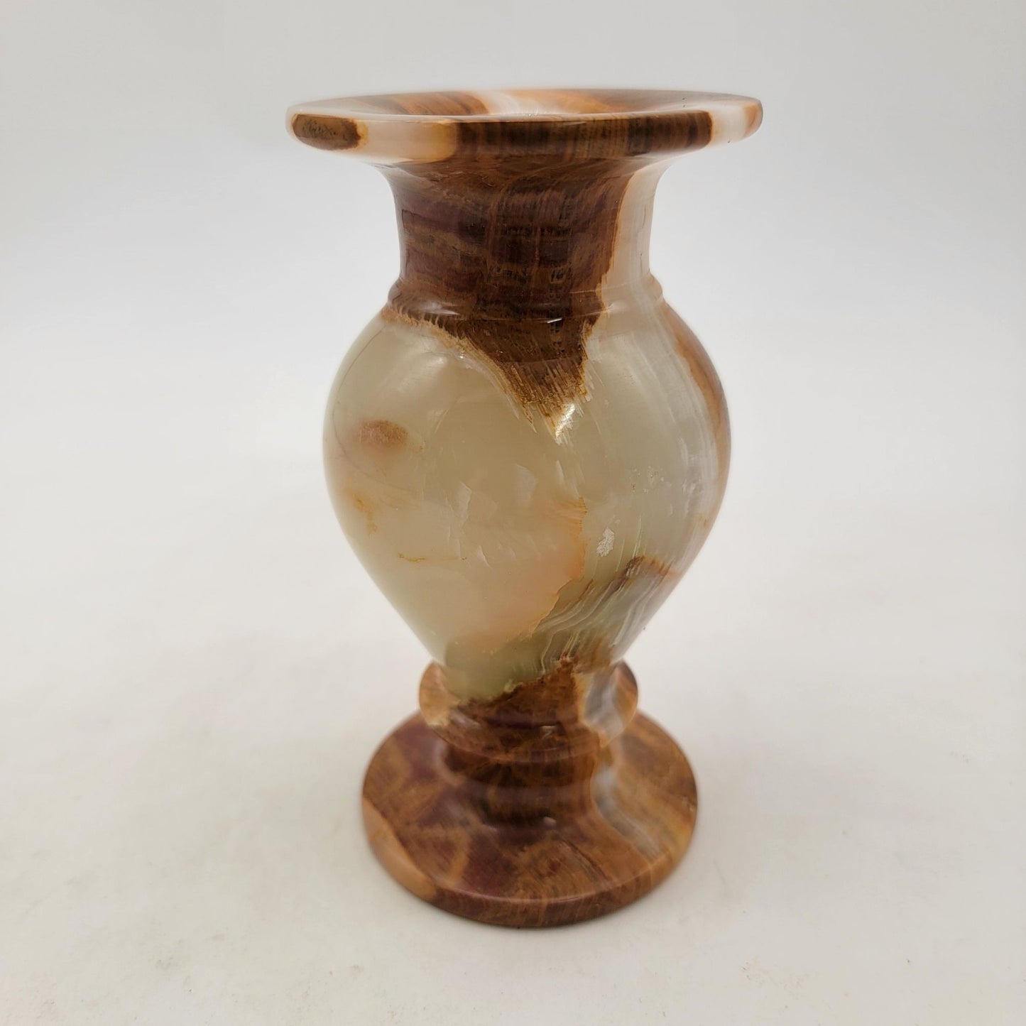 Handcrafted Onyx Vase Brown & Cream Striped