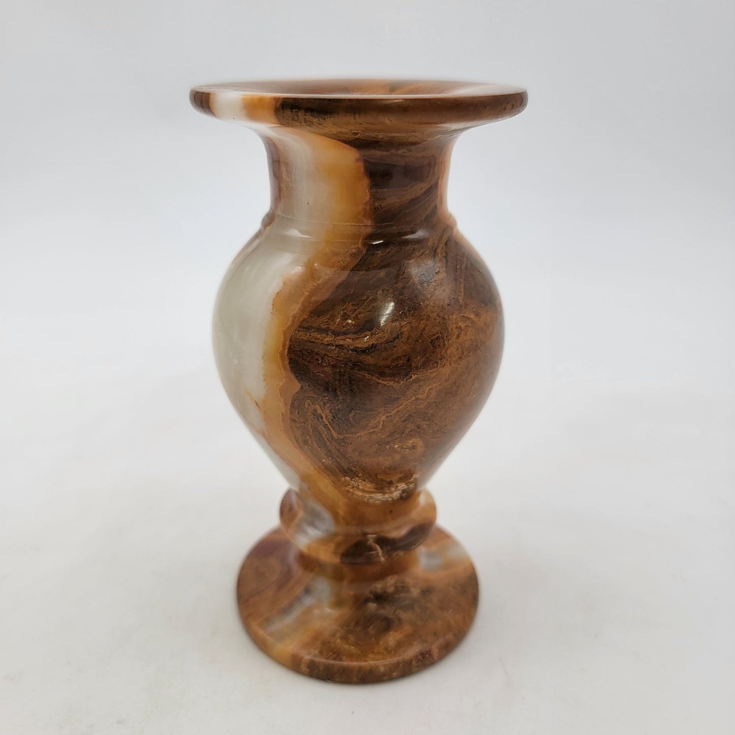 Handcrafted Onyx Vase Brown & Cream Striped
