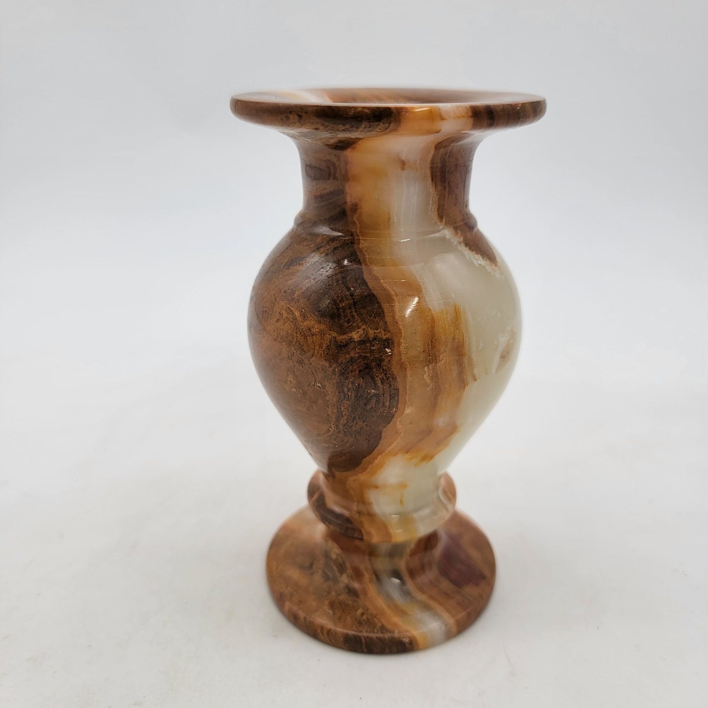 Handcrafted Onyx Vase Brown & Cream Striped
