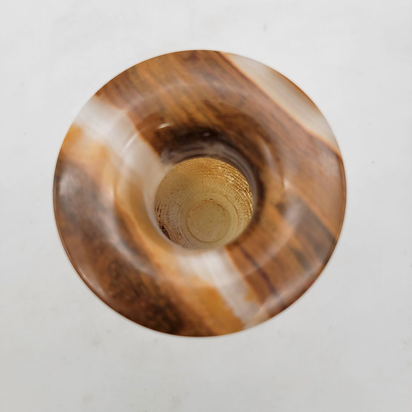 Handcrafted Onyx Vase Brown & Cream Striped
