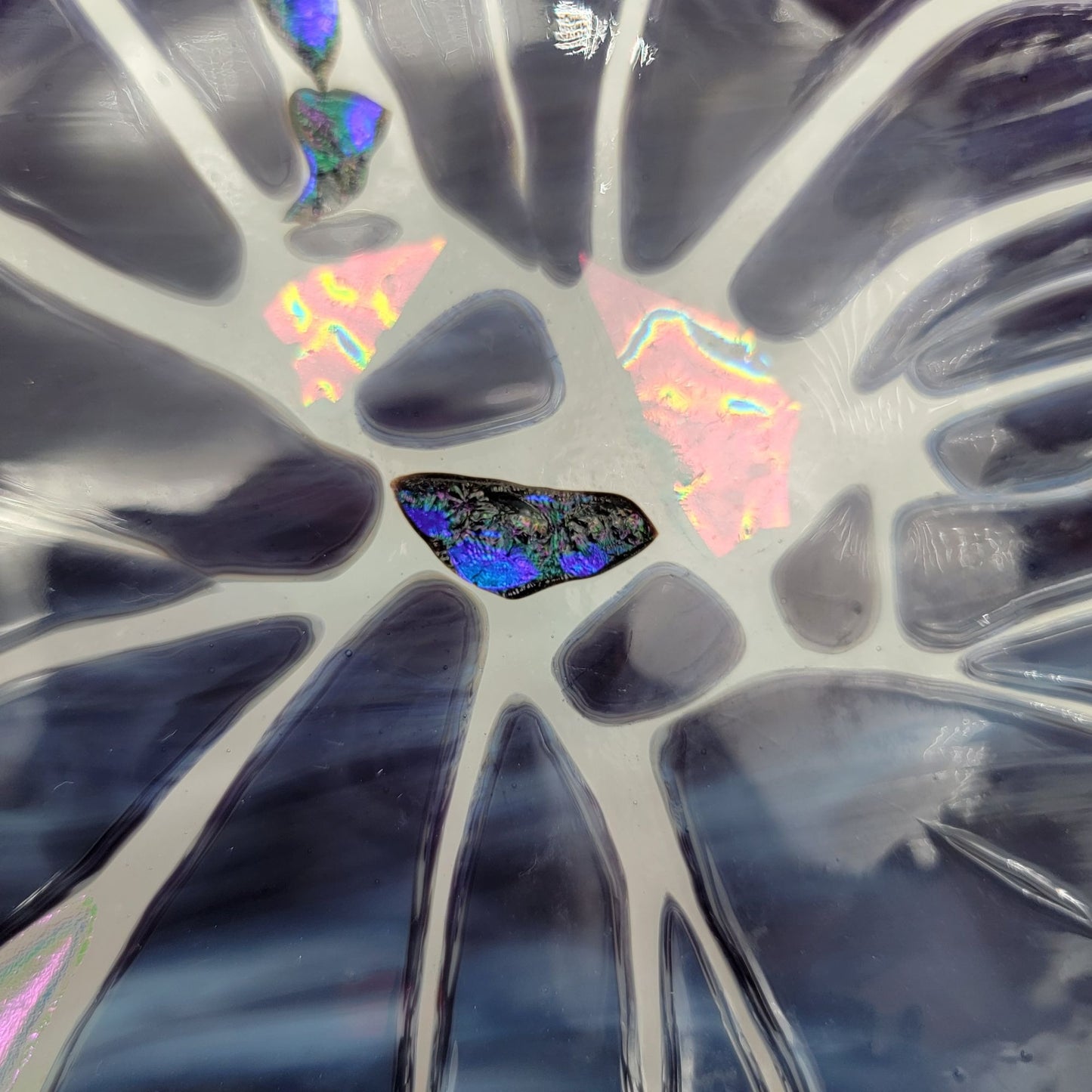 Fused Glass Square Plate With Dichroic Glass