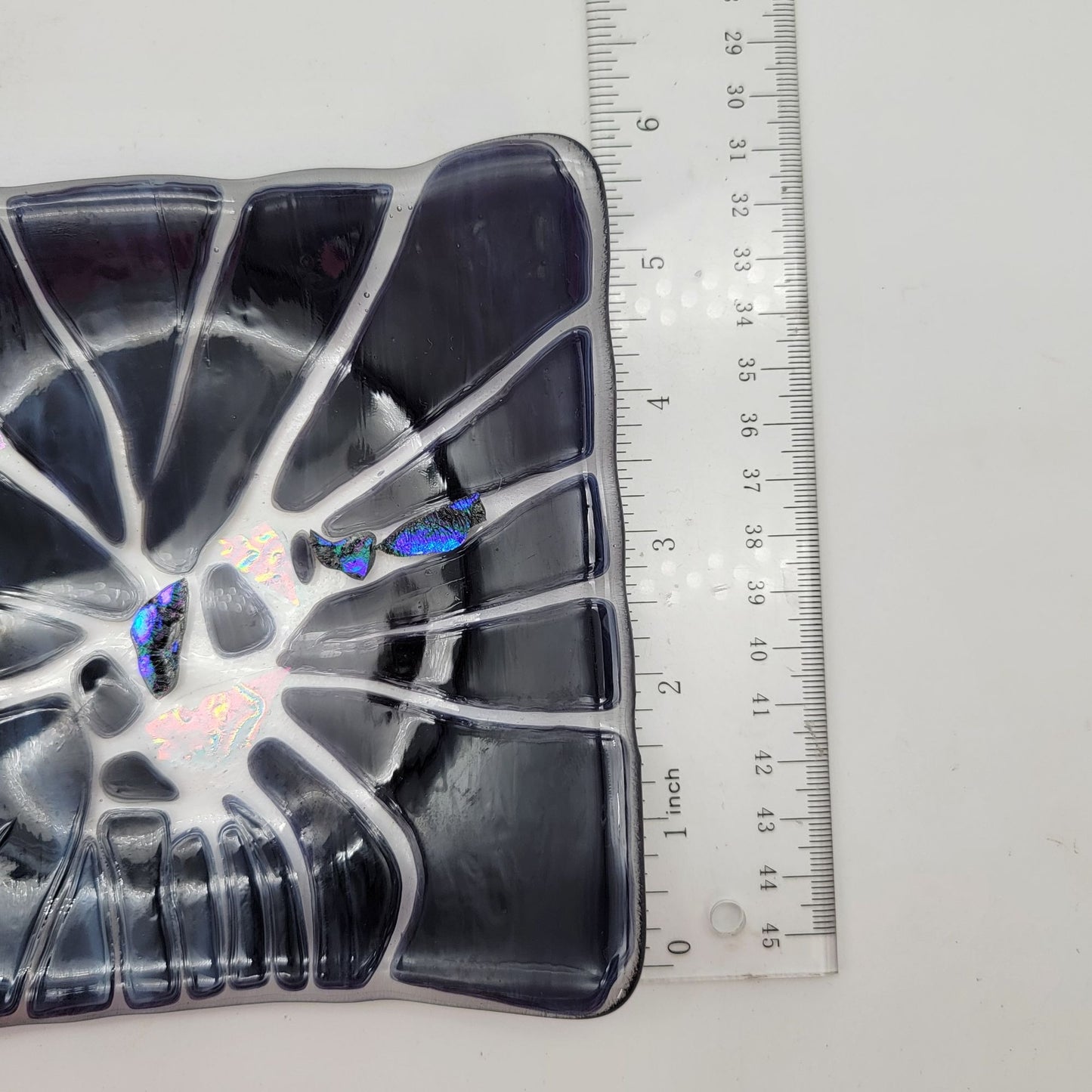 Fused Glass Square Plate With Dichroic Glass