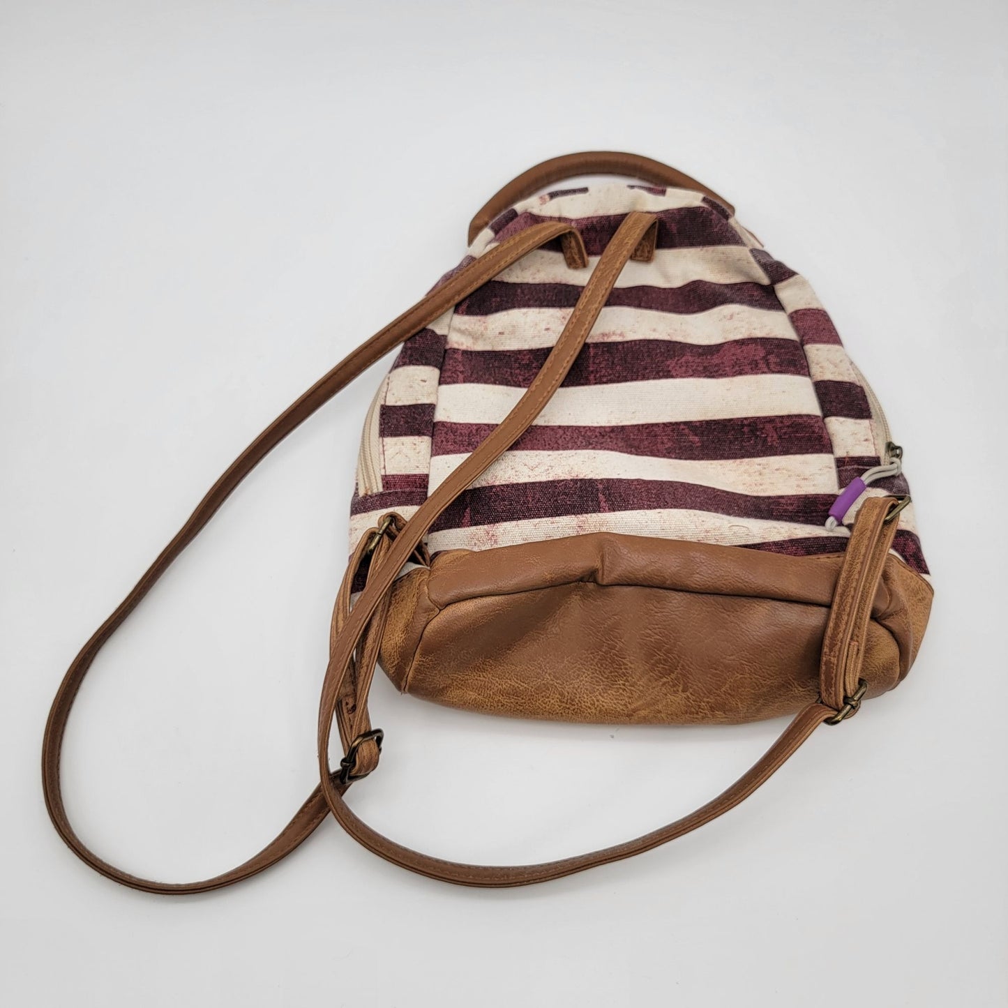 American Flag Mini Backpack Purse With Faux Leather Accents & Star Pattern Pocket