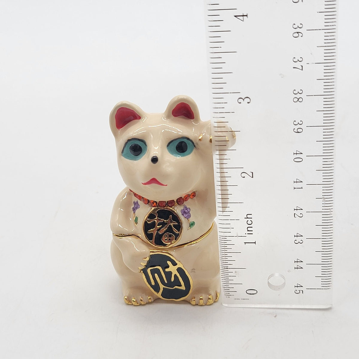 Objet D'Art Jingles Lucky Cat Trinket Box Artform No. 126