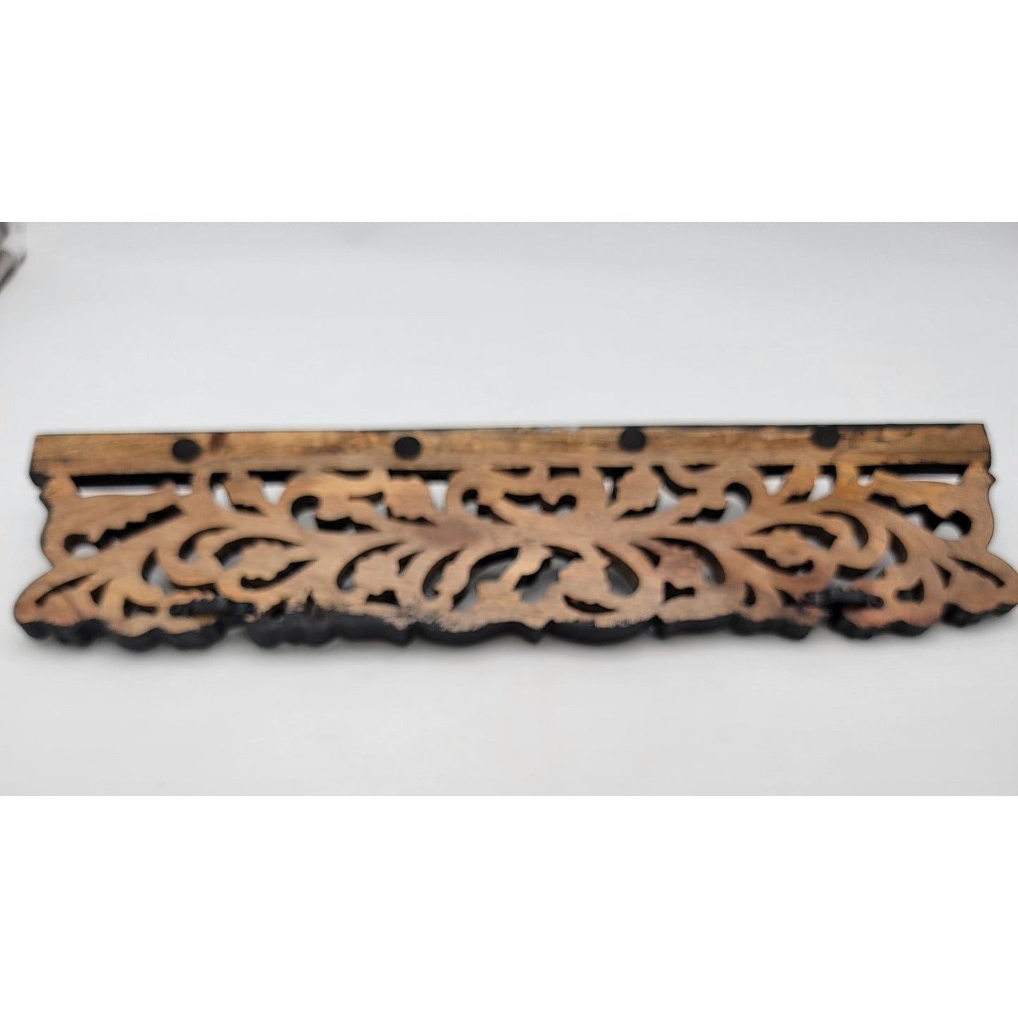 Decorative Wooden Wall Hook Rack With Intricate Floral Design