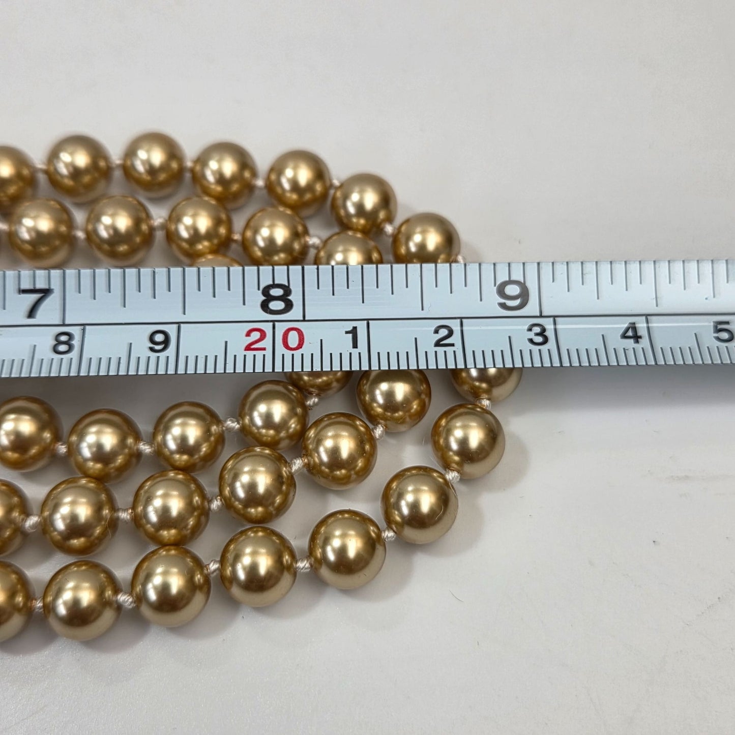 KJL Kenneth Jay Lane Champagne Gold Triple Strand Faux Pearl Necklace