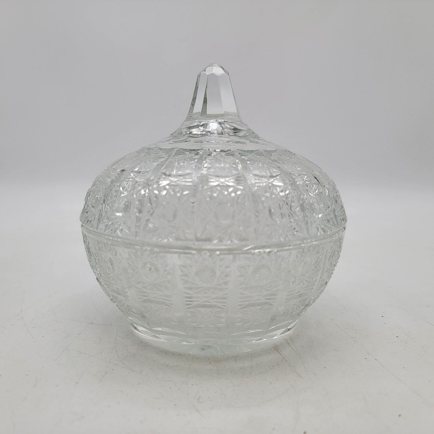 Antique American Brilliant Cut Glass Candy Dish With Lid