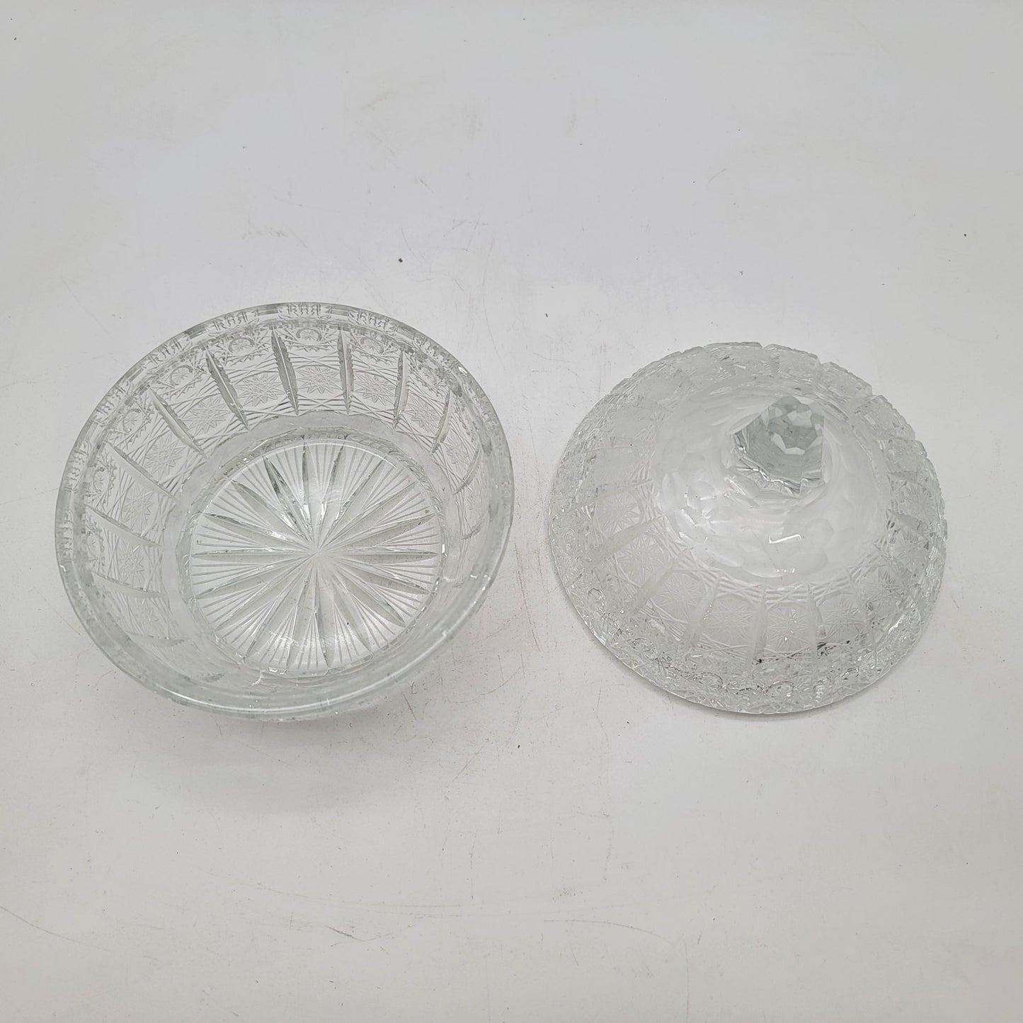 Antique American Brilliant Cut Glass Candy Dish With Lid