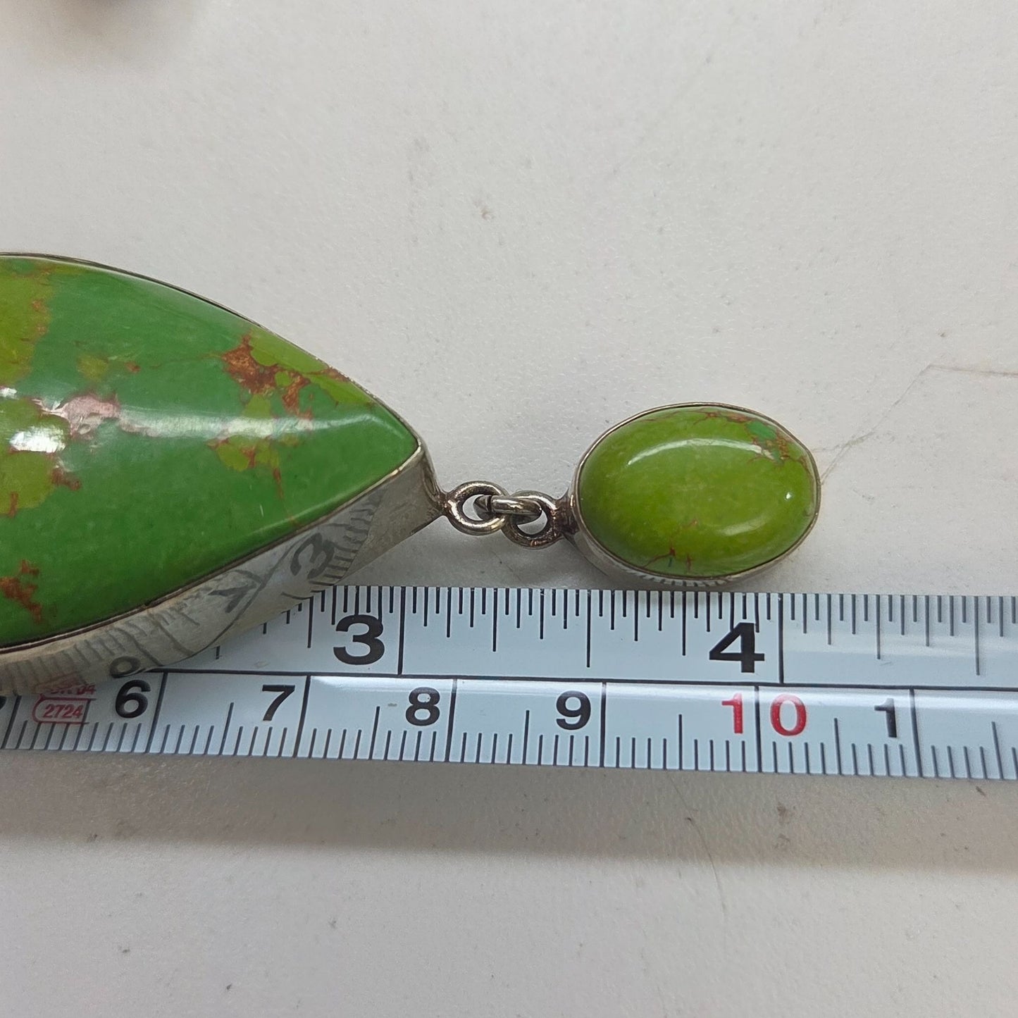 Hand-Crafted Artisan Green Mojave Turquoise Gemstone Silver-Tone Pendant