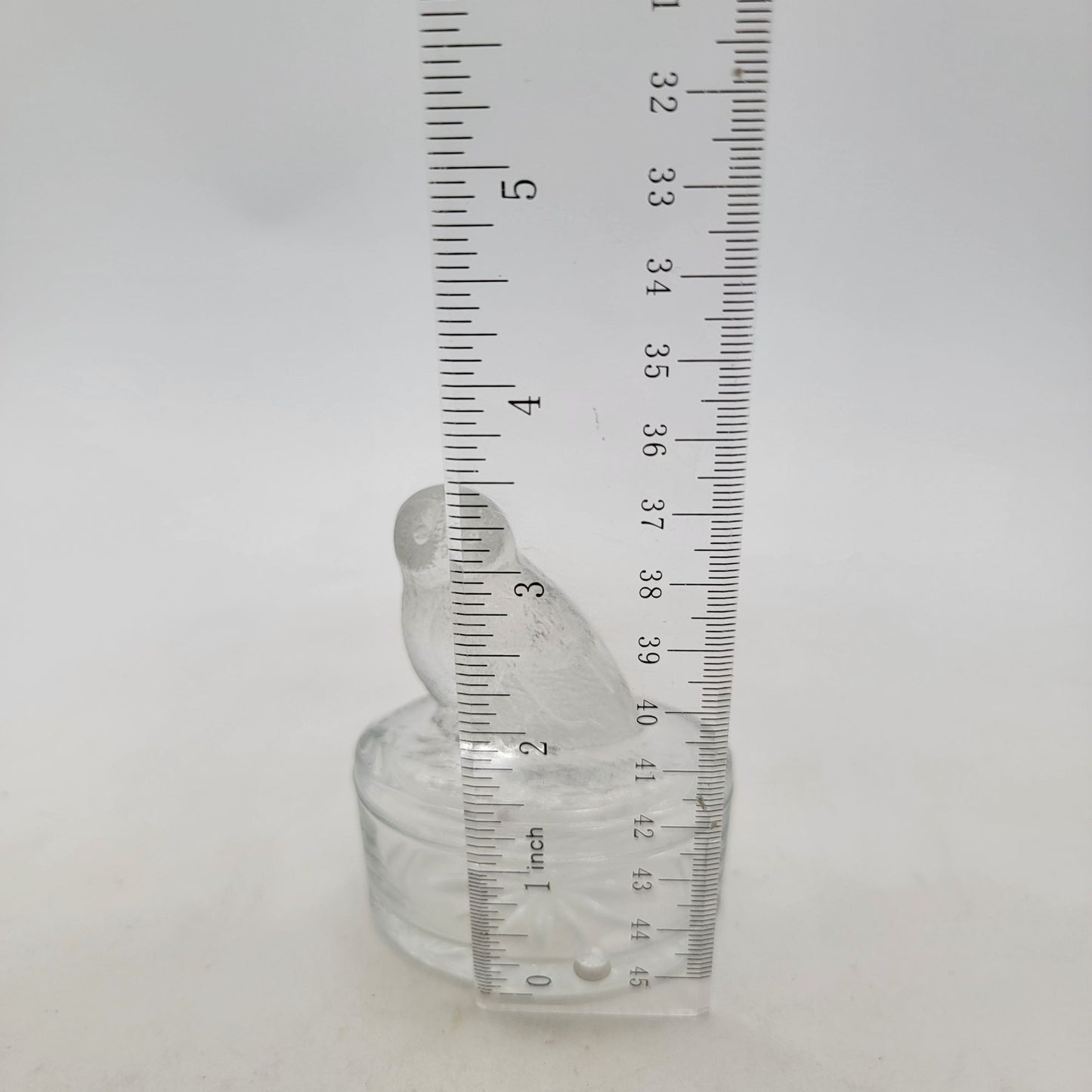 Vintage Luminarc France Glass Owl Trinket Box