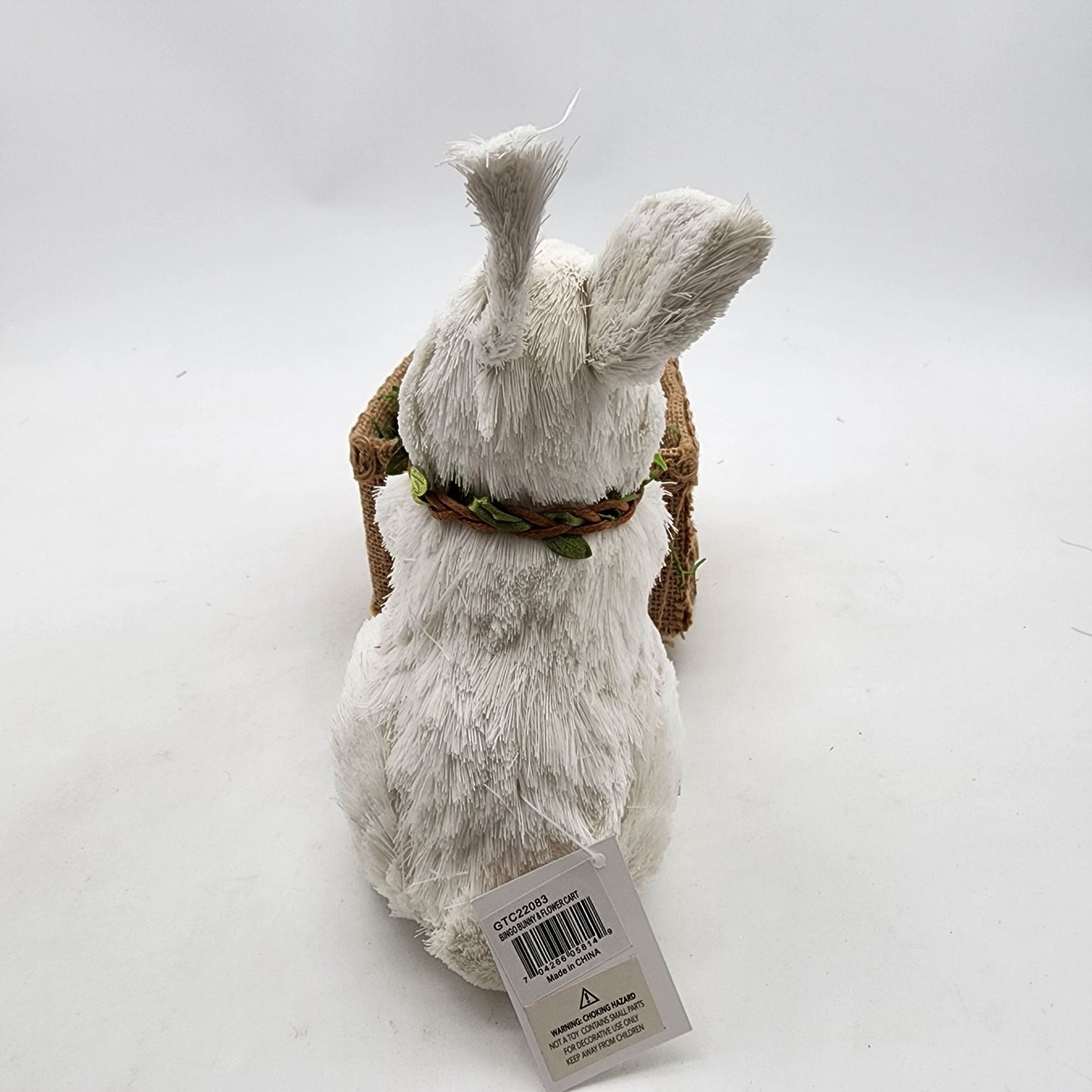 Sisal Bunny With Burlap Wagon & Flowers Spring Decor