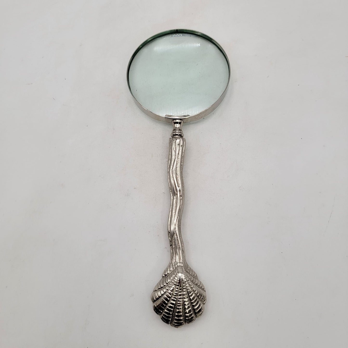 Silver Tone Scallop Shell Handle Magnifying Glass