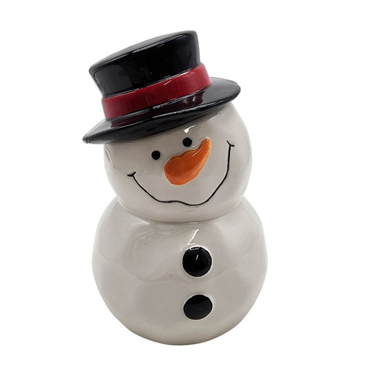 Snowman Cookie Jar With Top Hat & Scarf