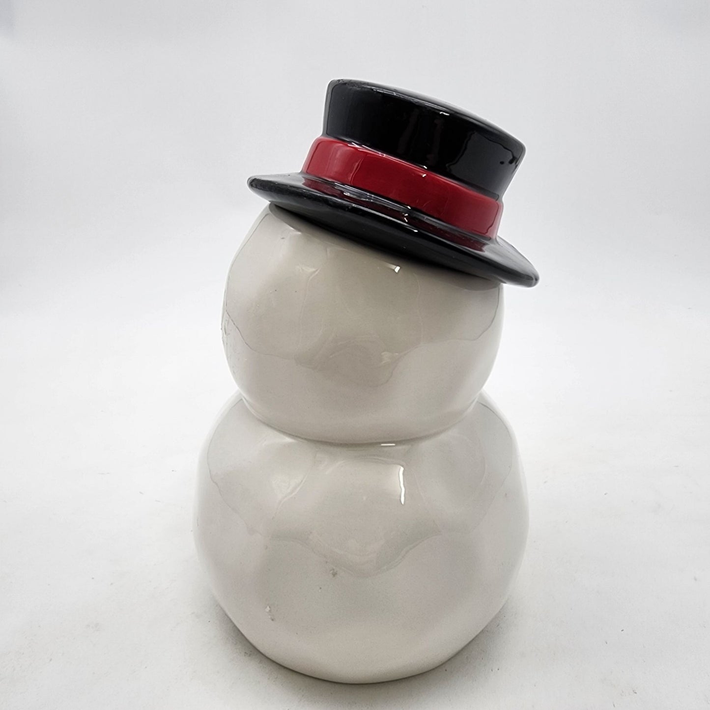 Snowman Cookie Jar With Top Hat & Scarf