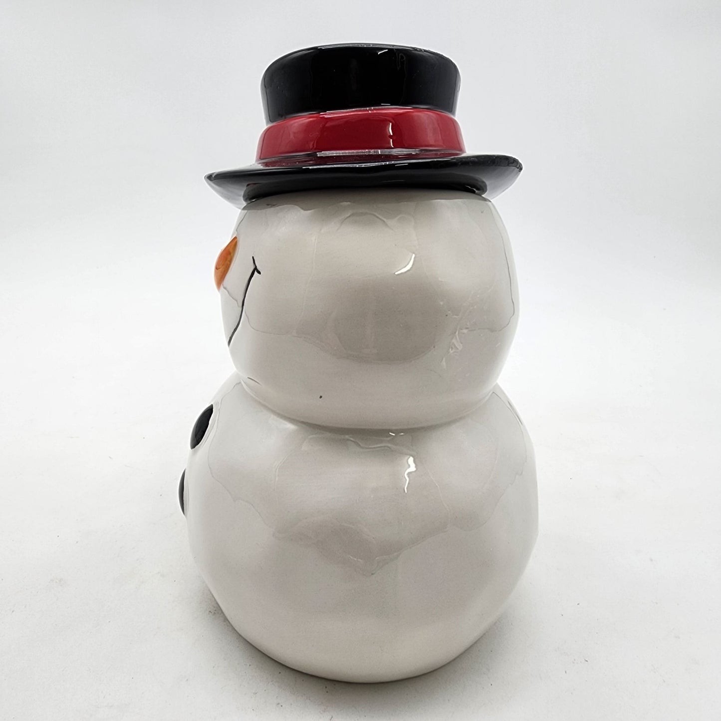 Snowman Cookie Jar With Top Hat & Scarf